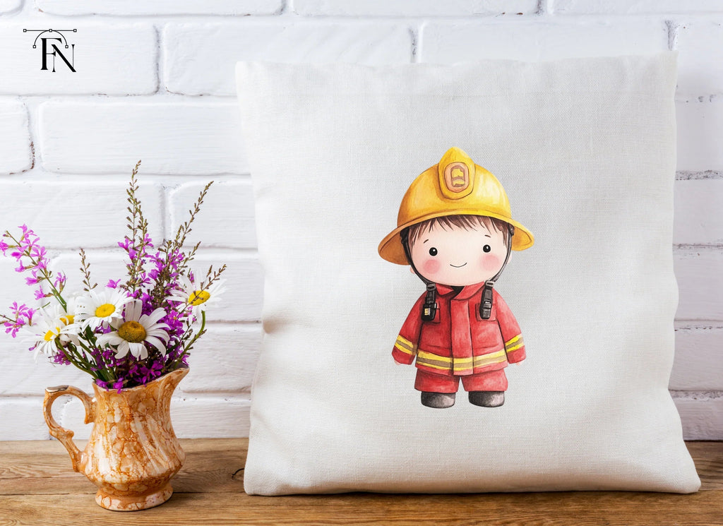 Cute Firefighter Kids Clipart Bundle