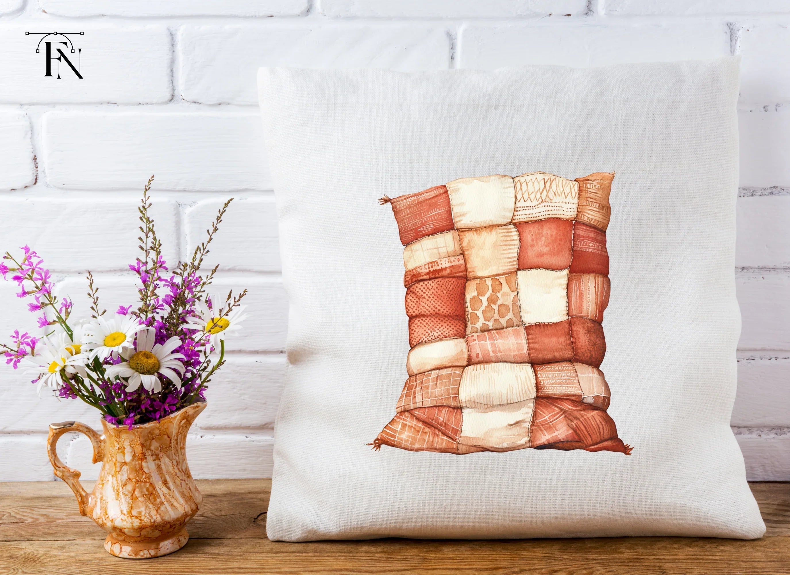 Cozy Patchwork Pillow Clipart Bundle