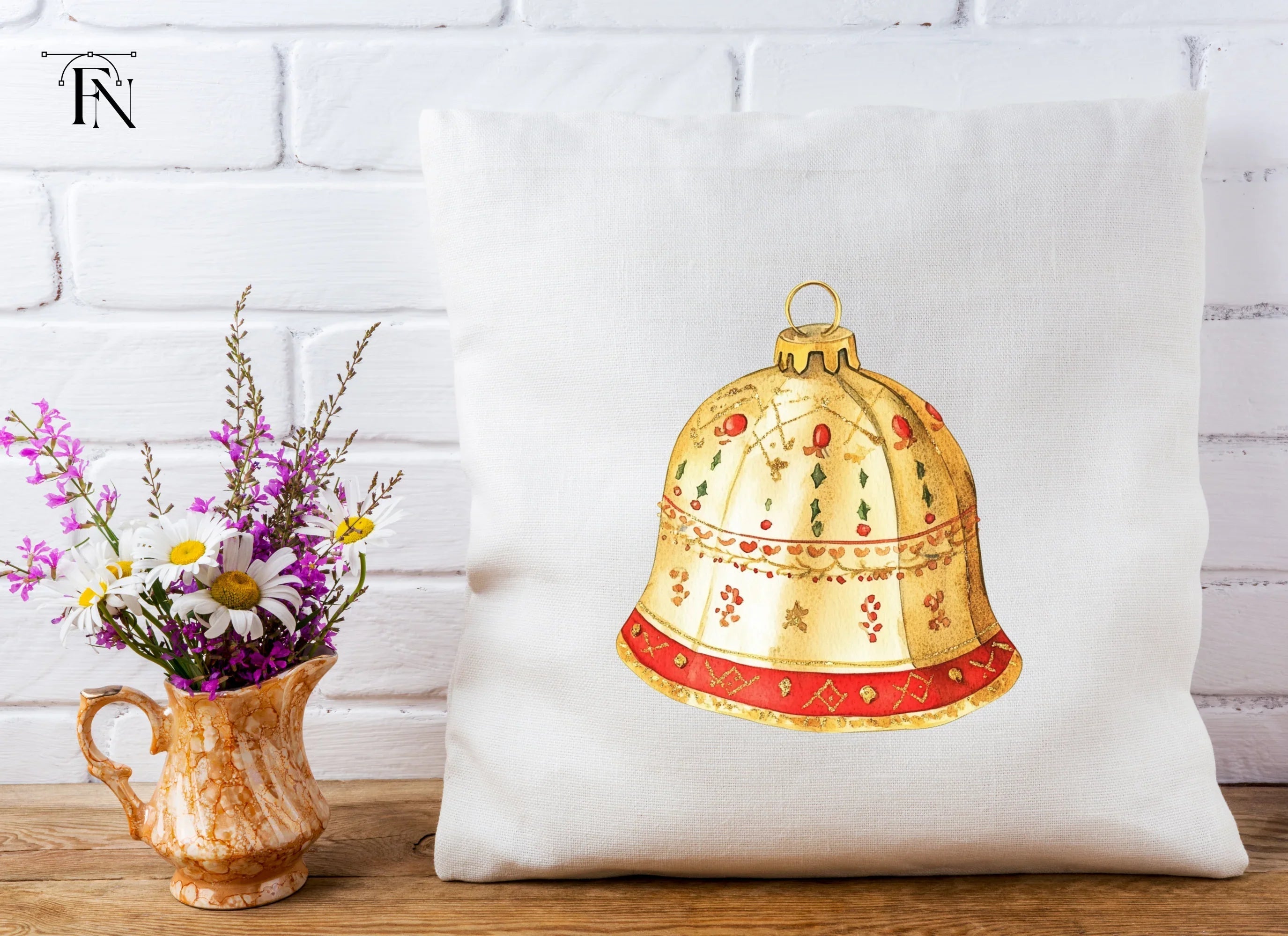 Elegant Golden Christmas Bell Clipart Bundle