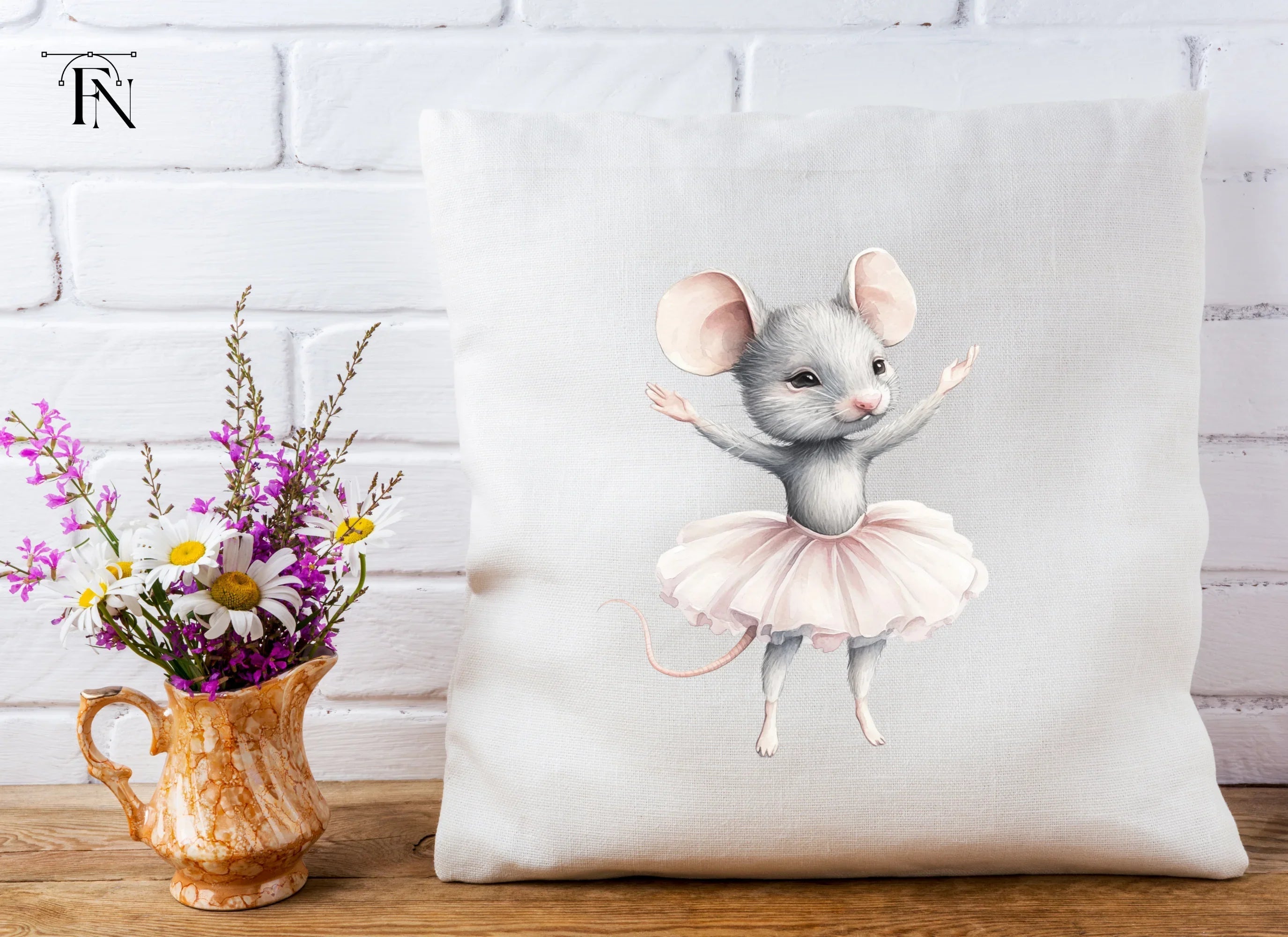Twin Grey Ballerina Mice Clipart Bundle