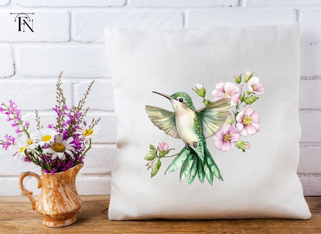 Hummingbird and Pink Flowers Clipart Bundle