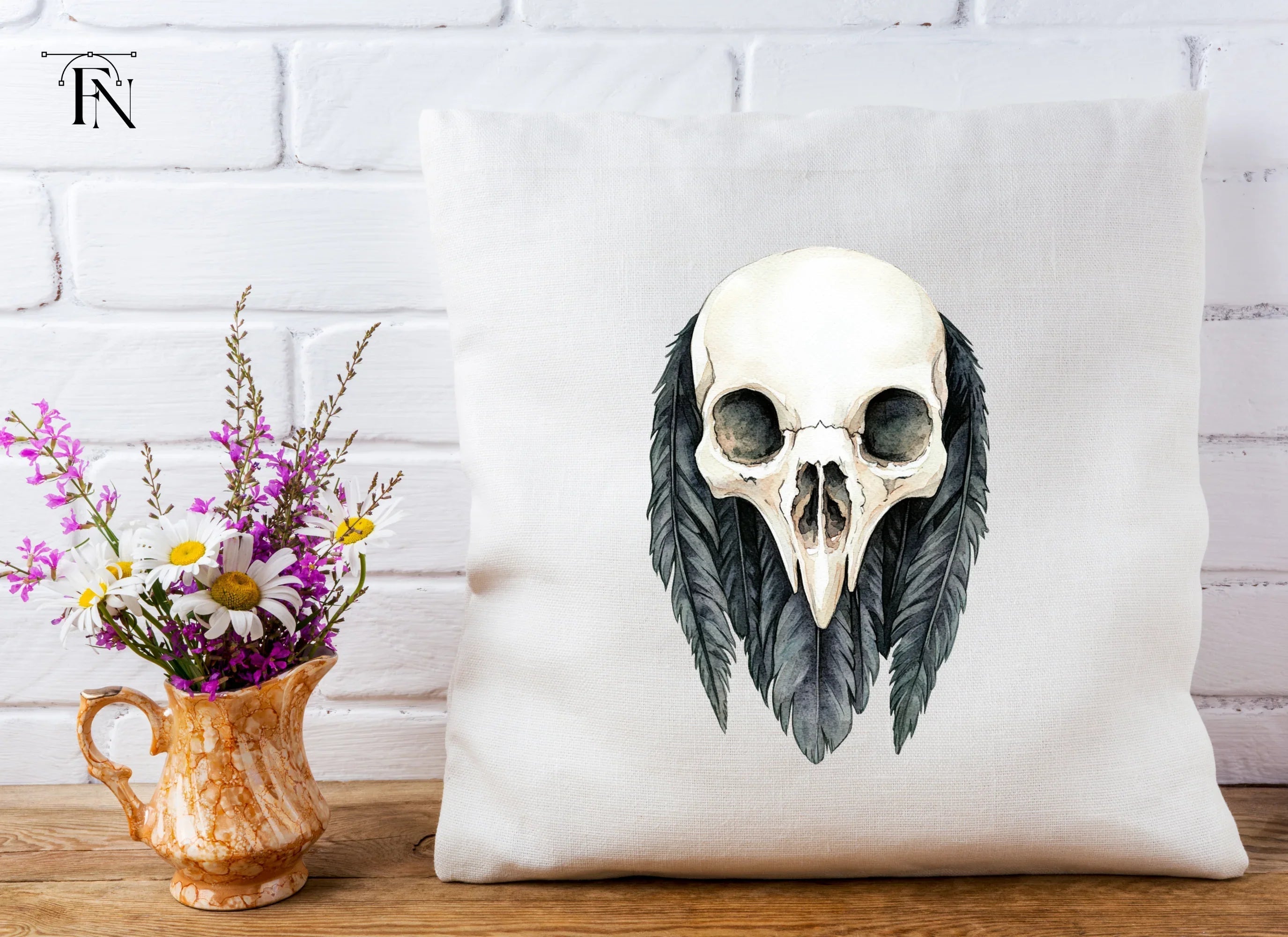 Bird Skull with Feathers Clipart Bundle