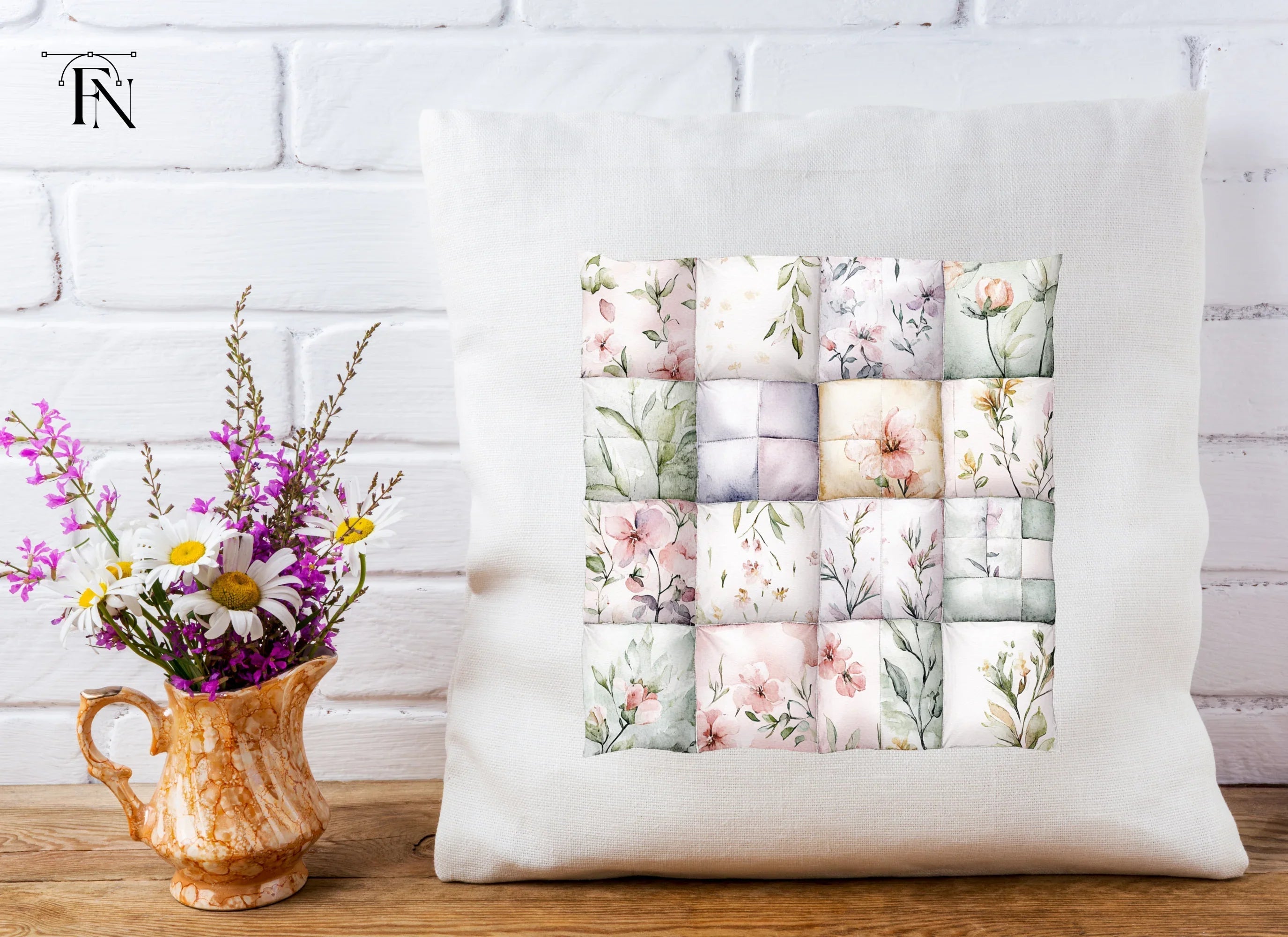Seamless Floral Quilt Pattern Clipart Bundle