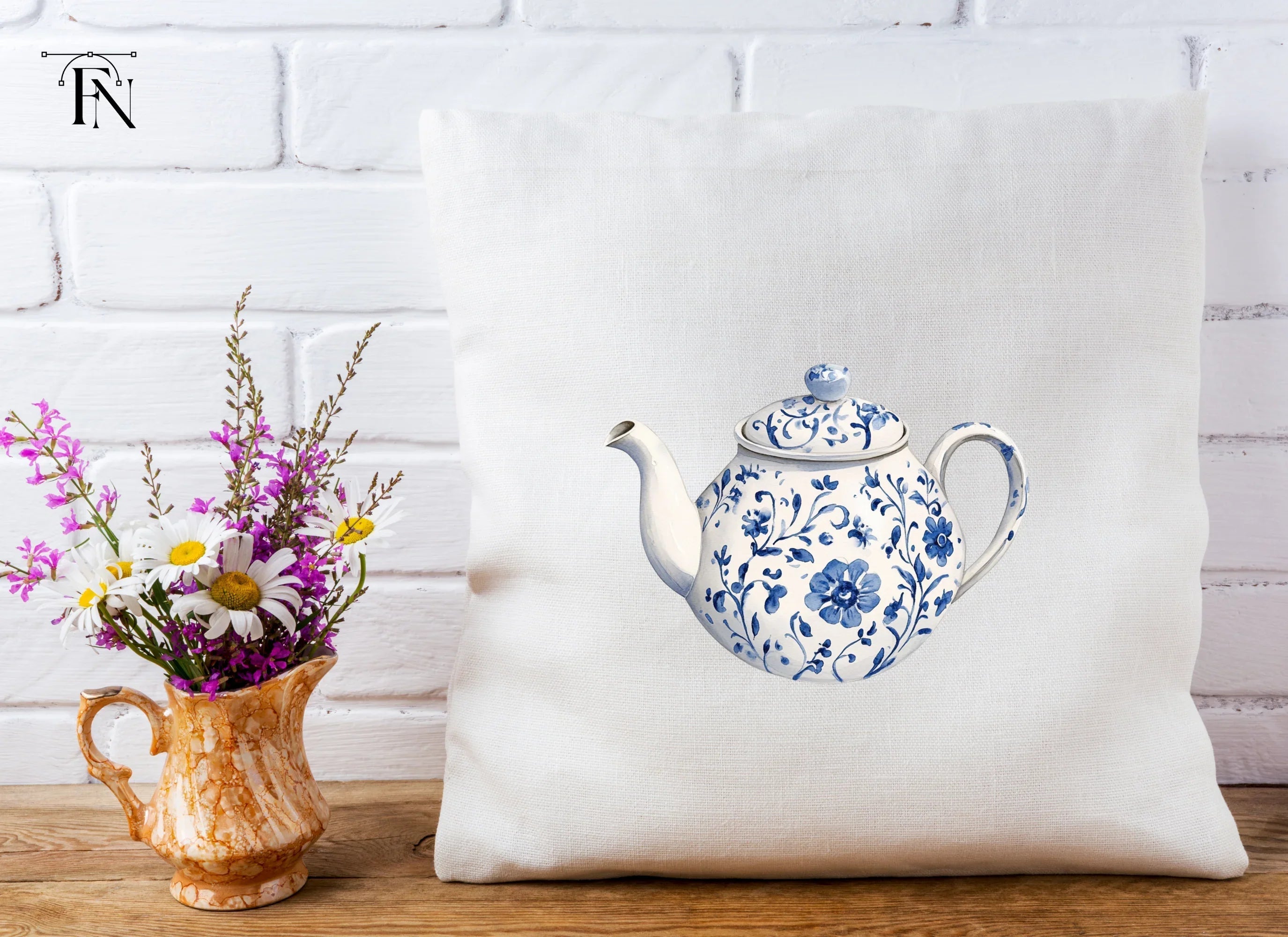 Blue and White Teapots Clipart Bundle