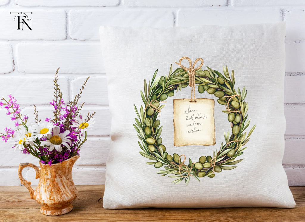 Olive Branch Wreath Clipart Bundle with Tag