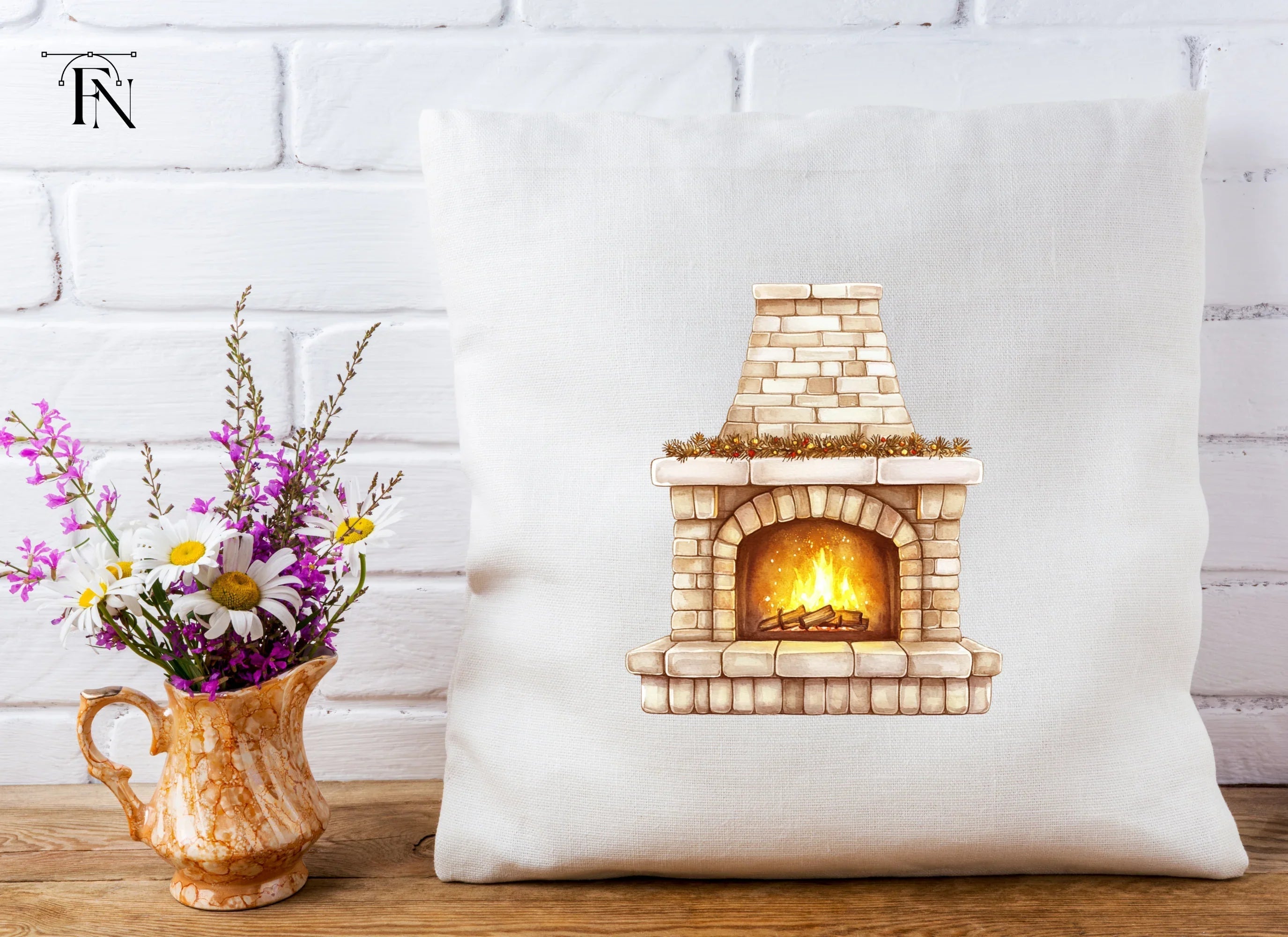 Cozy Christmas Fireplace Clipart Bundle