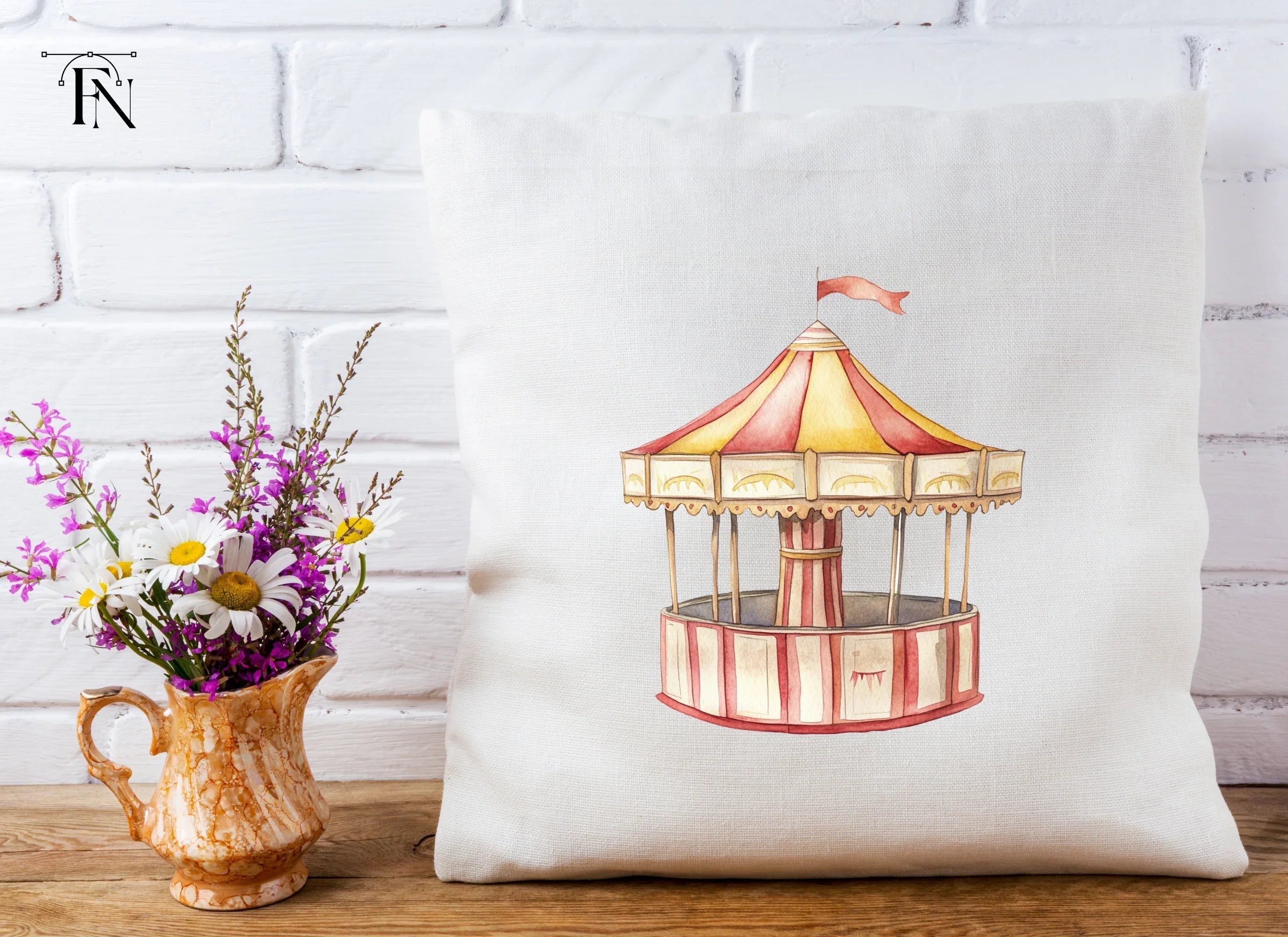 Whimsical Carnival Merry Go Round Clipart Bundle