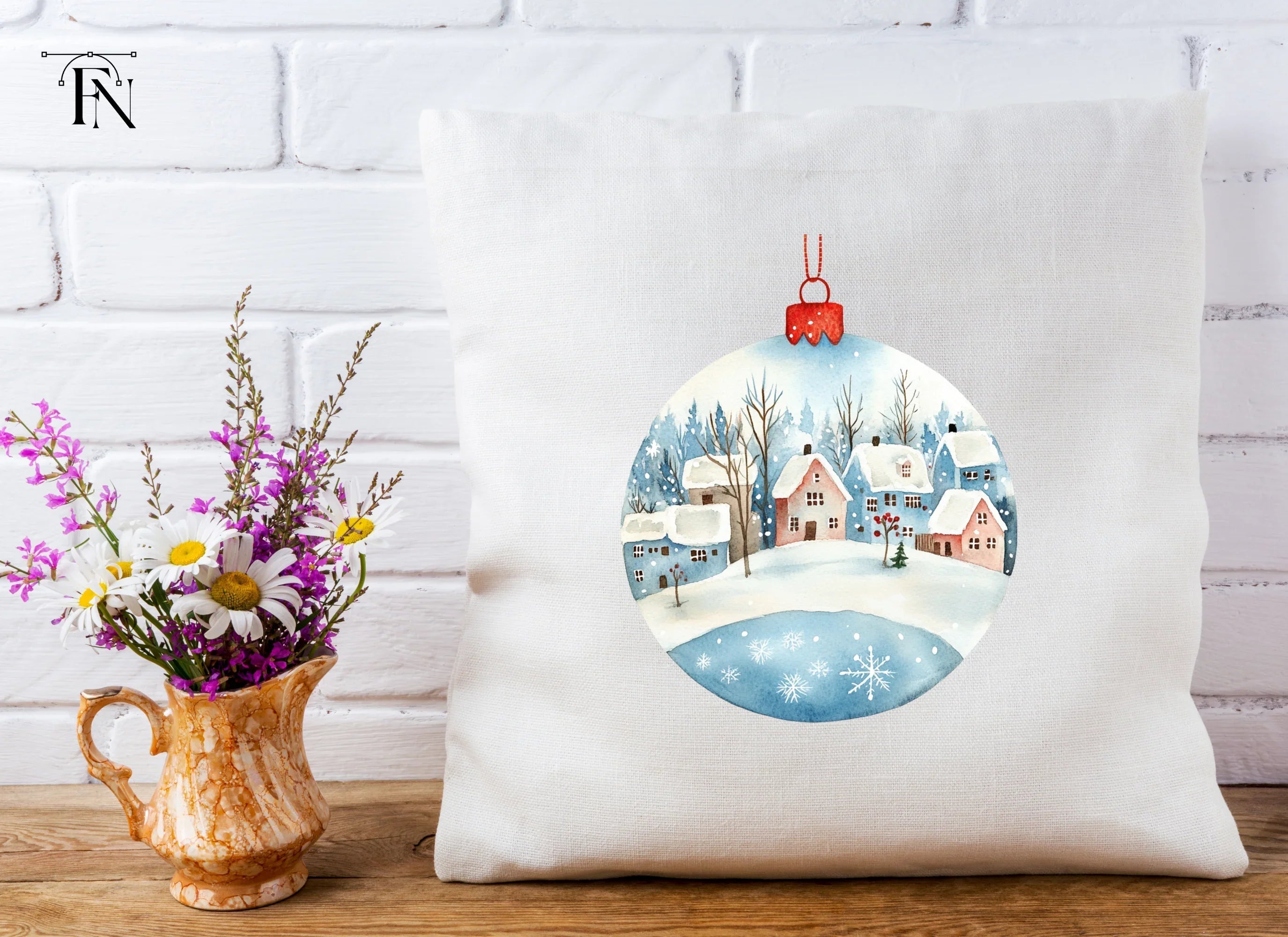 Winter Village Christmas Ornament Clipart Bundle