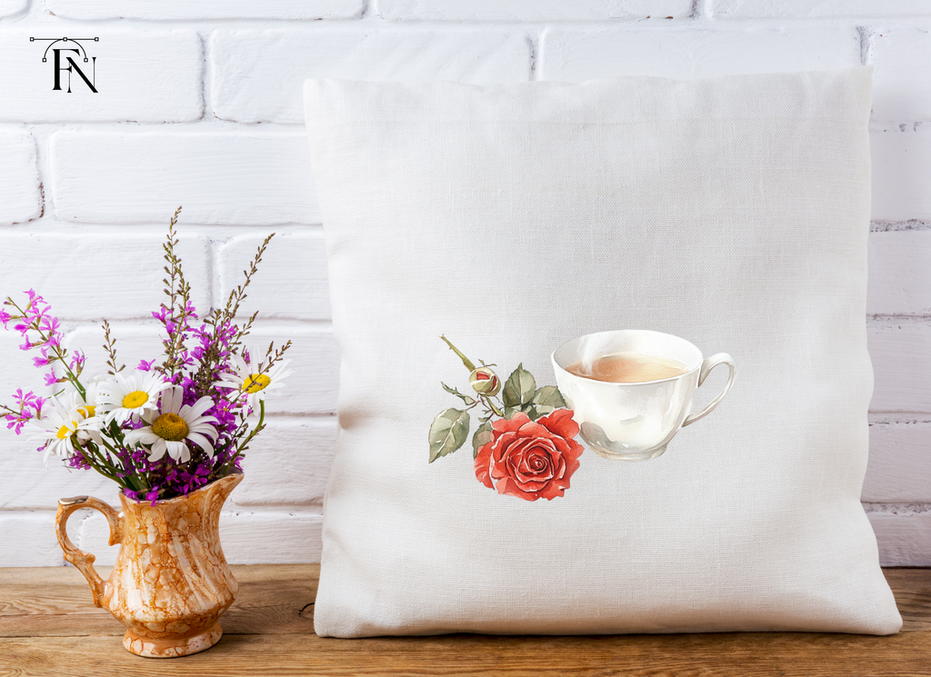 Elegant Tea Cup with Red Roses Clipart Bundle