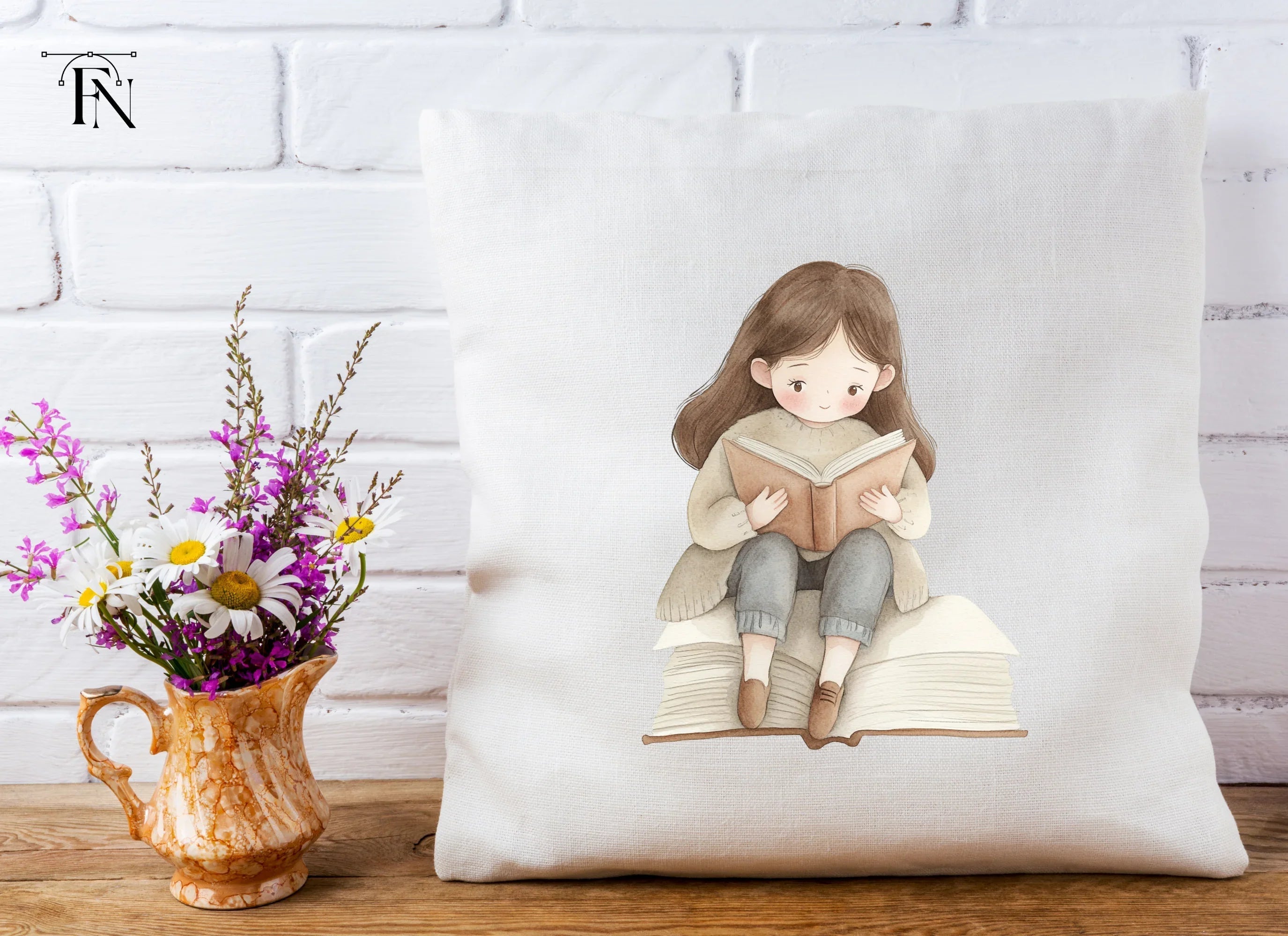 Cute Girl Reading Book Clipart Bundle