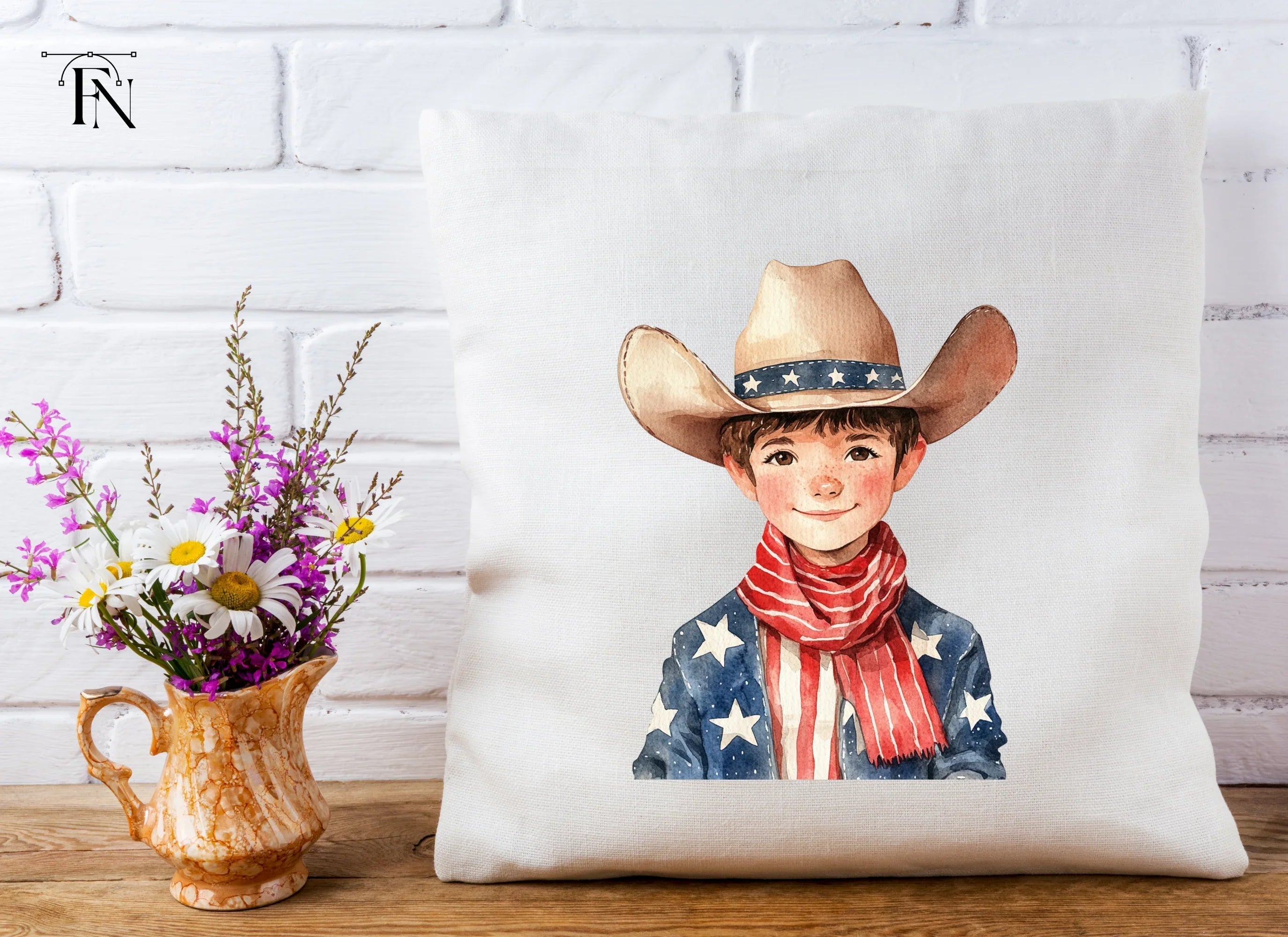 Cute Patriotic Boy Cowboy Clipart Bundle