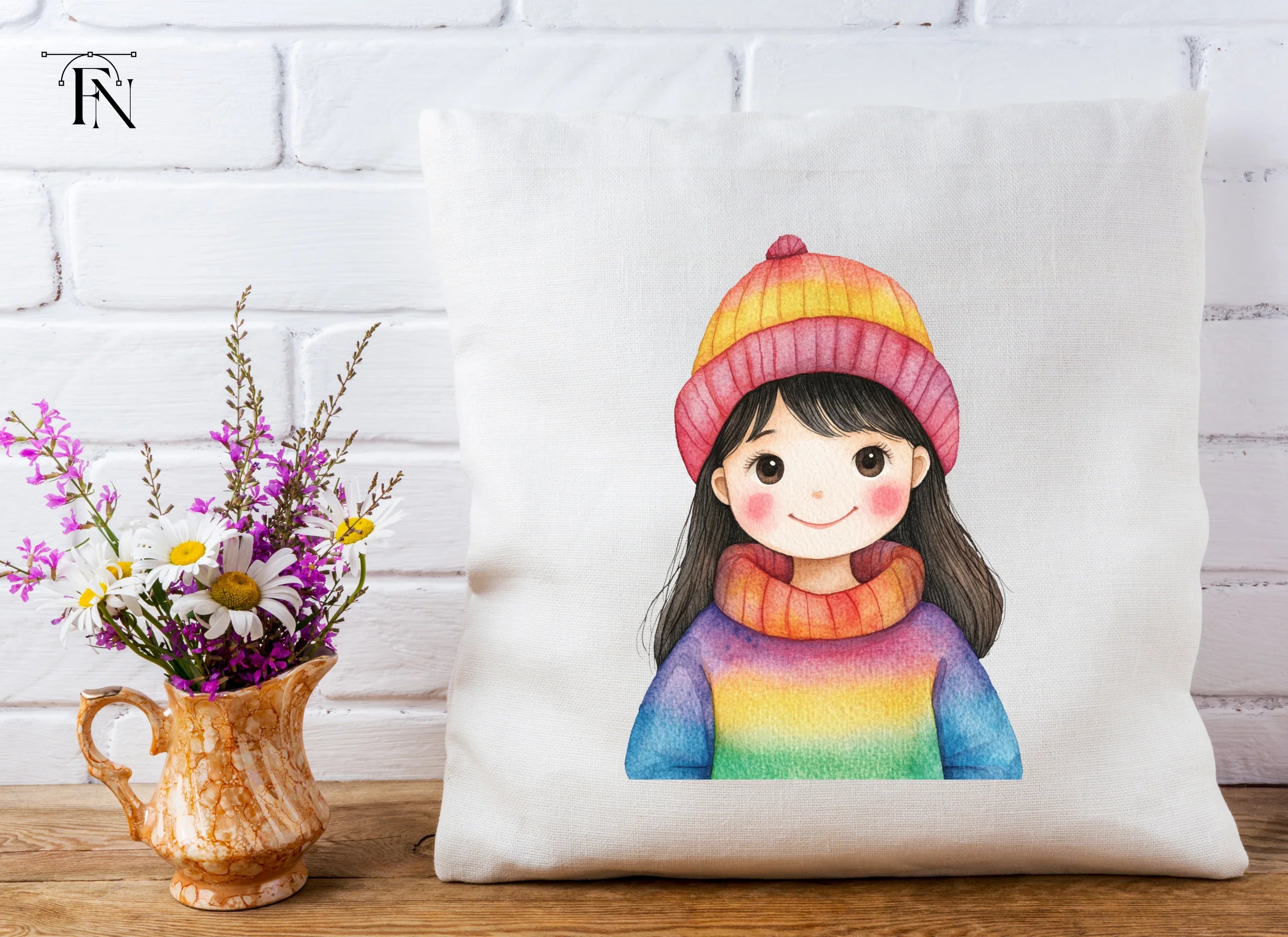 Girl in Rainbow Winter Wear Clipart Bundle