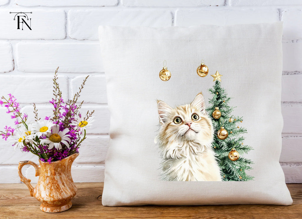 Christmas Cats with Festive Trees Clipart Bundle