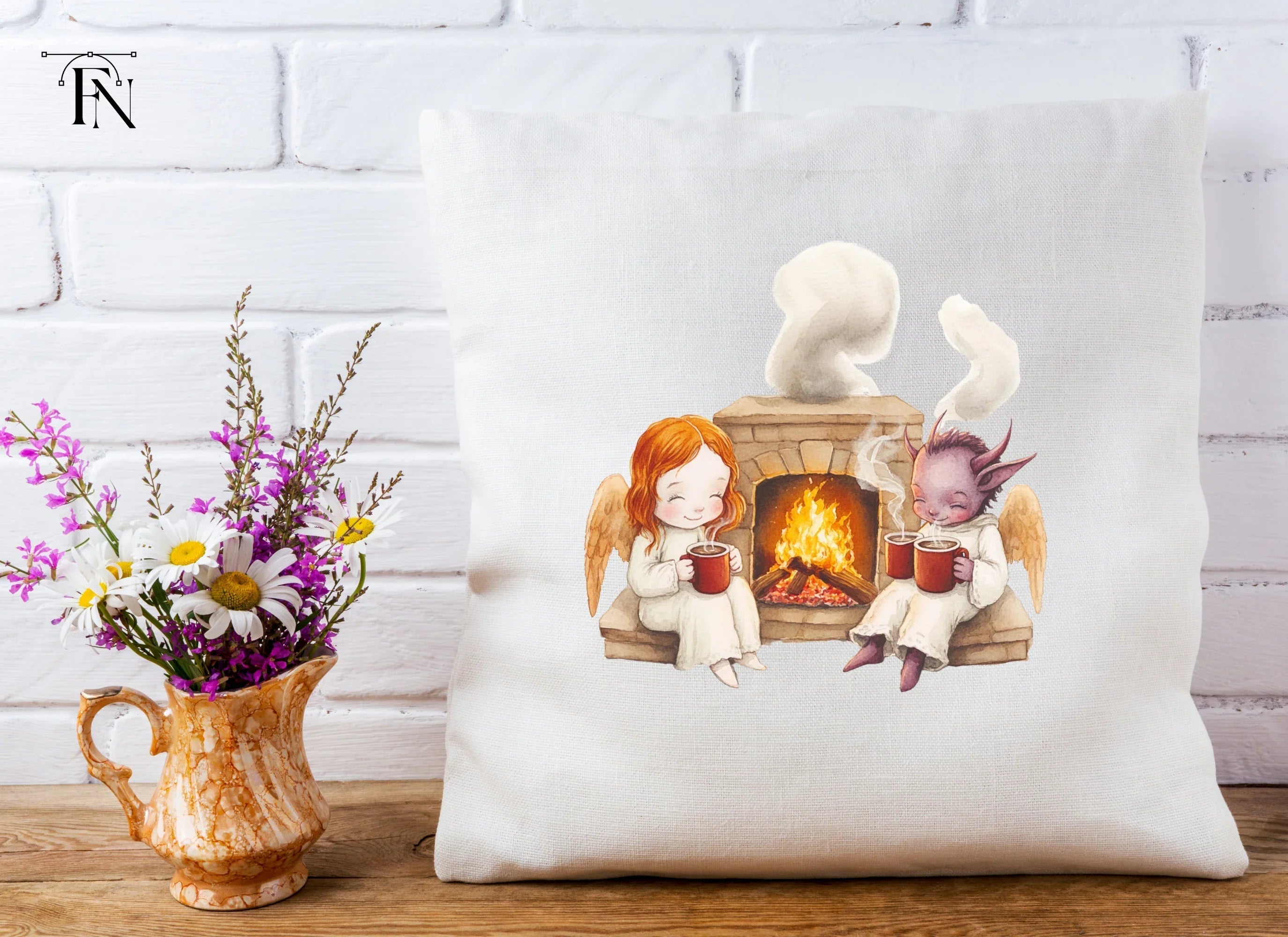 Angels and Demons by Fireplace Clipart Bundle
