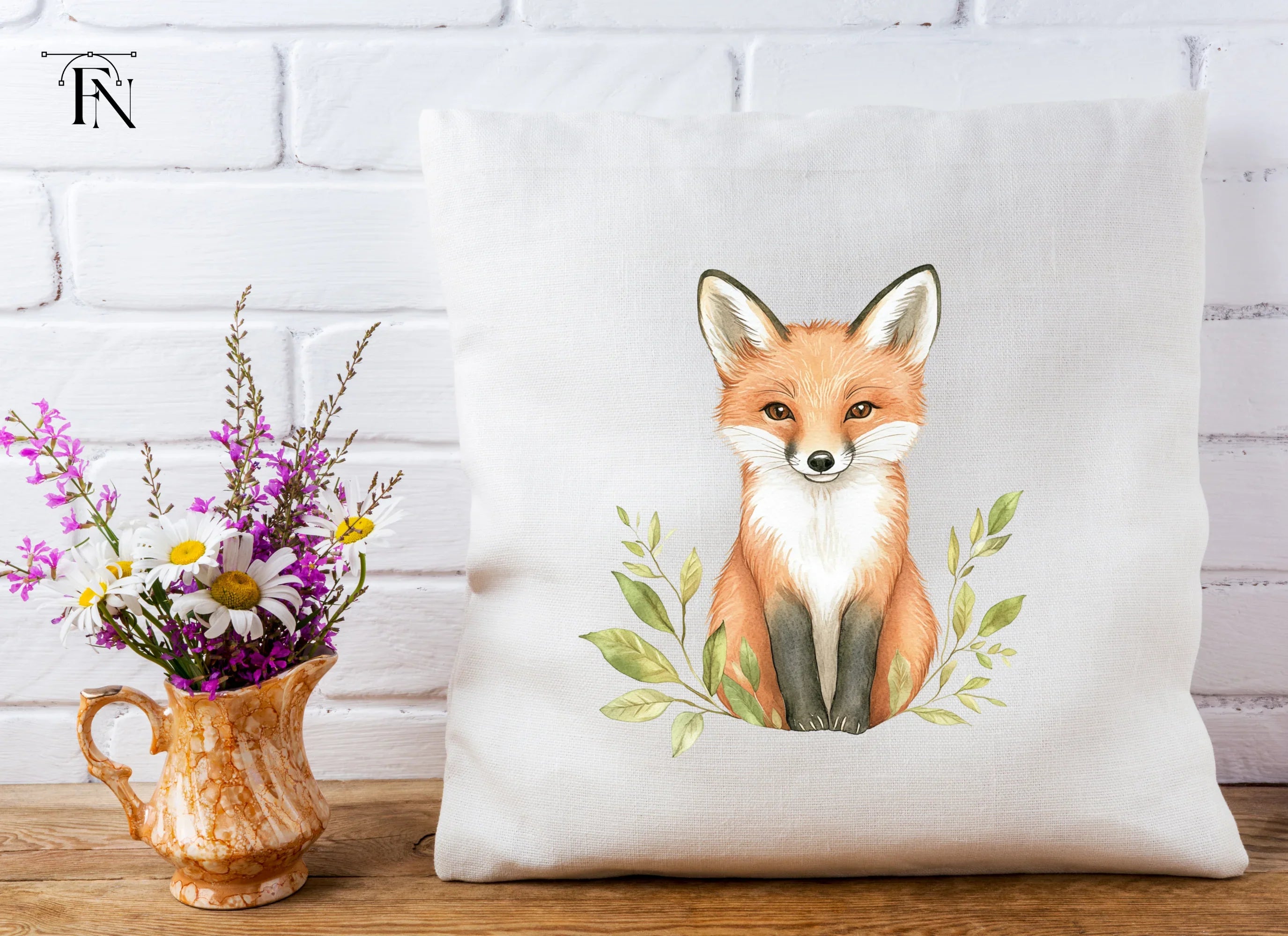 Cute Fox with Leaves Clipart Bundle