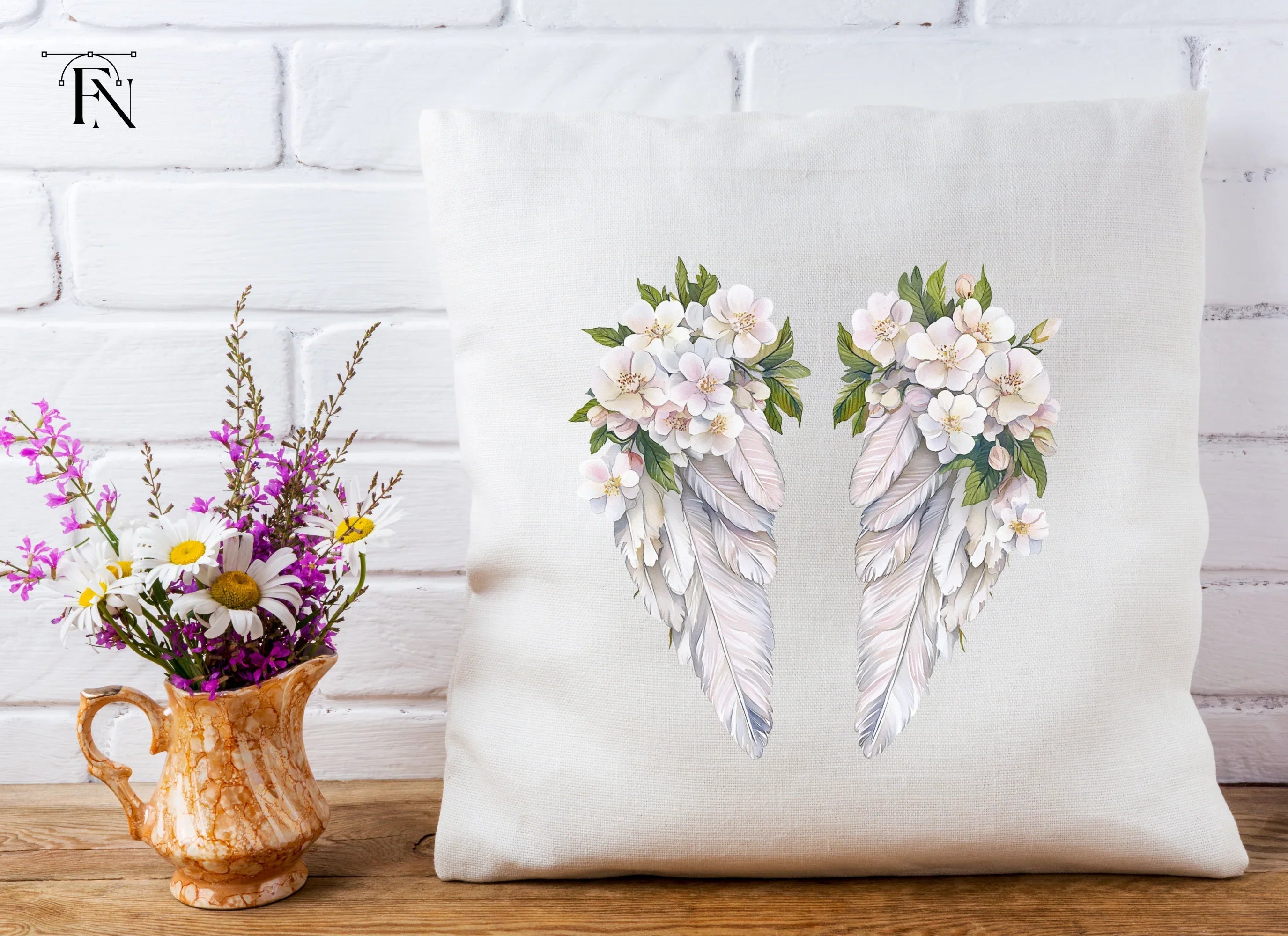 Elegant White Feather Angel Wings Clipart Bundle