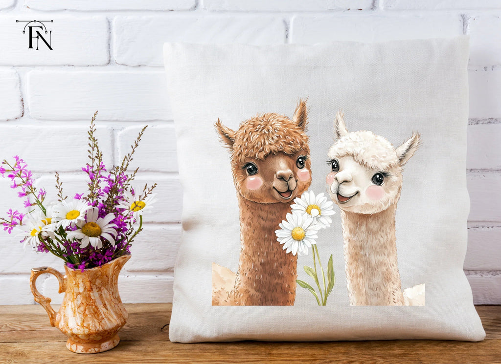 Alpaca Friends with Daisies Clipart Bundle
