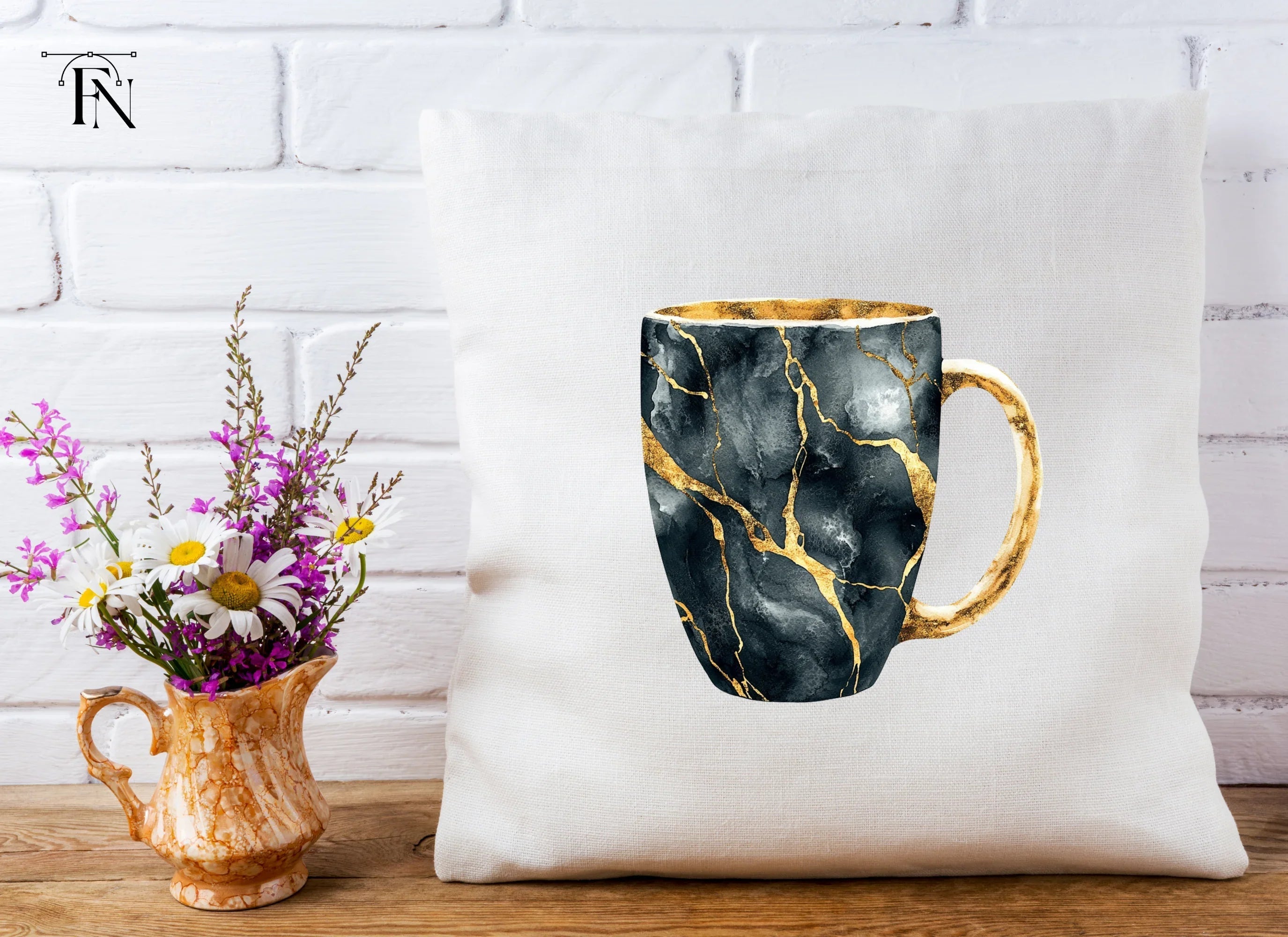 Kintsugi Black and Gold Clipart Bundle