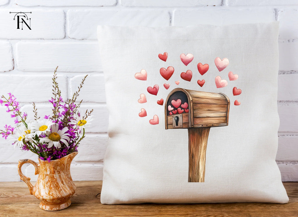 Wooden Mailbox with Falling Hearts Clipart Bundle