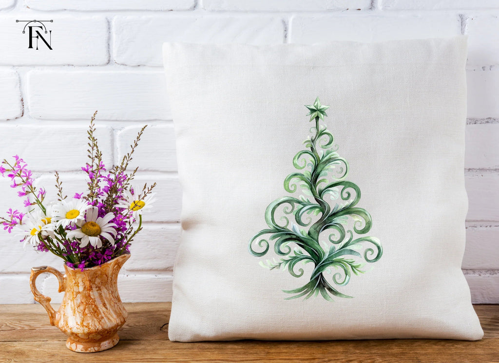 Whimsical Swirl Christmas Tree Clipart Bundle