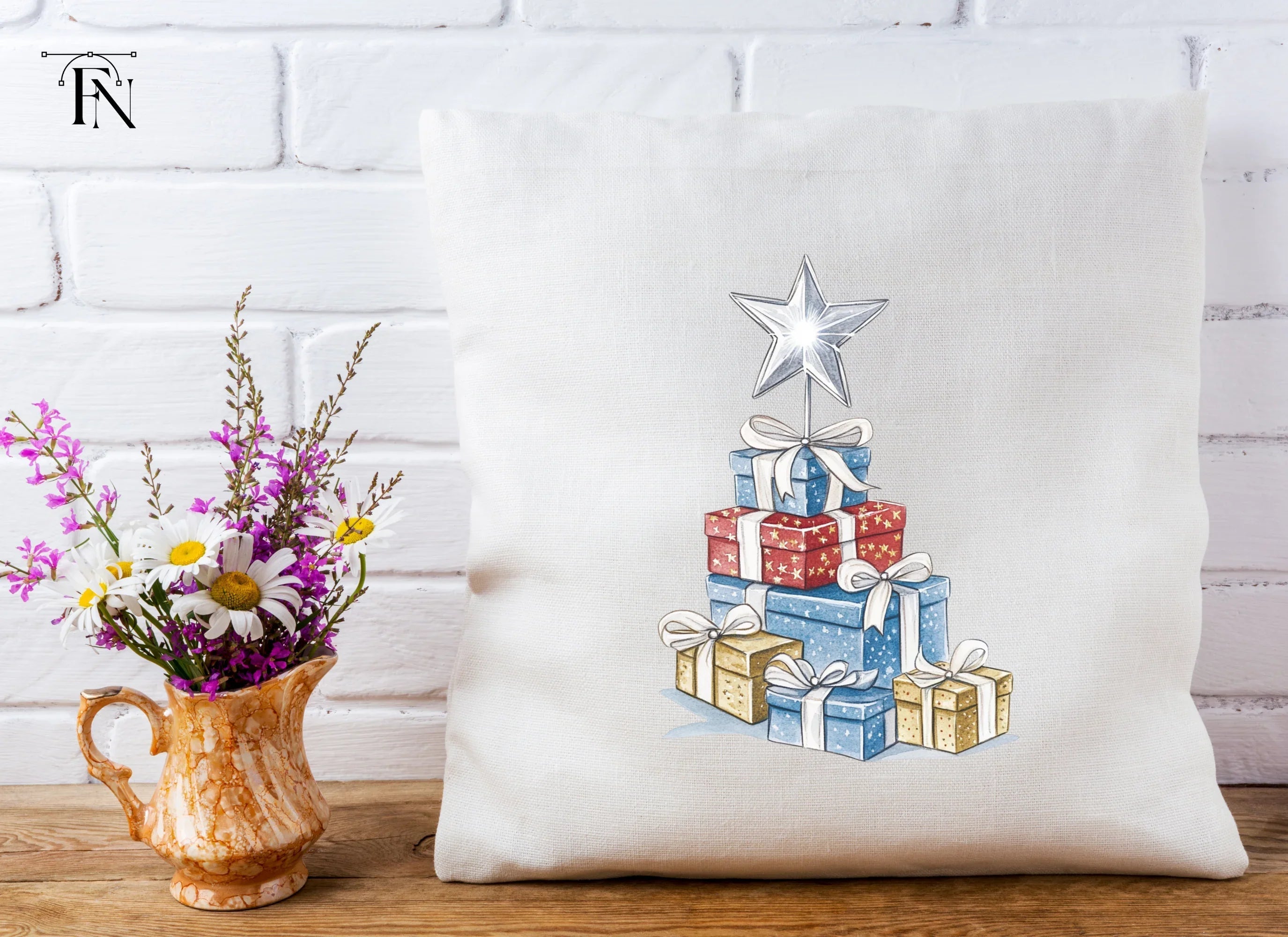 Sleeping Kitten on Christmas Gifts Clipart Bundle
