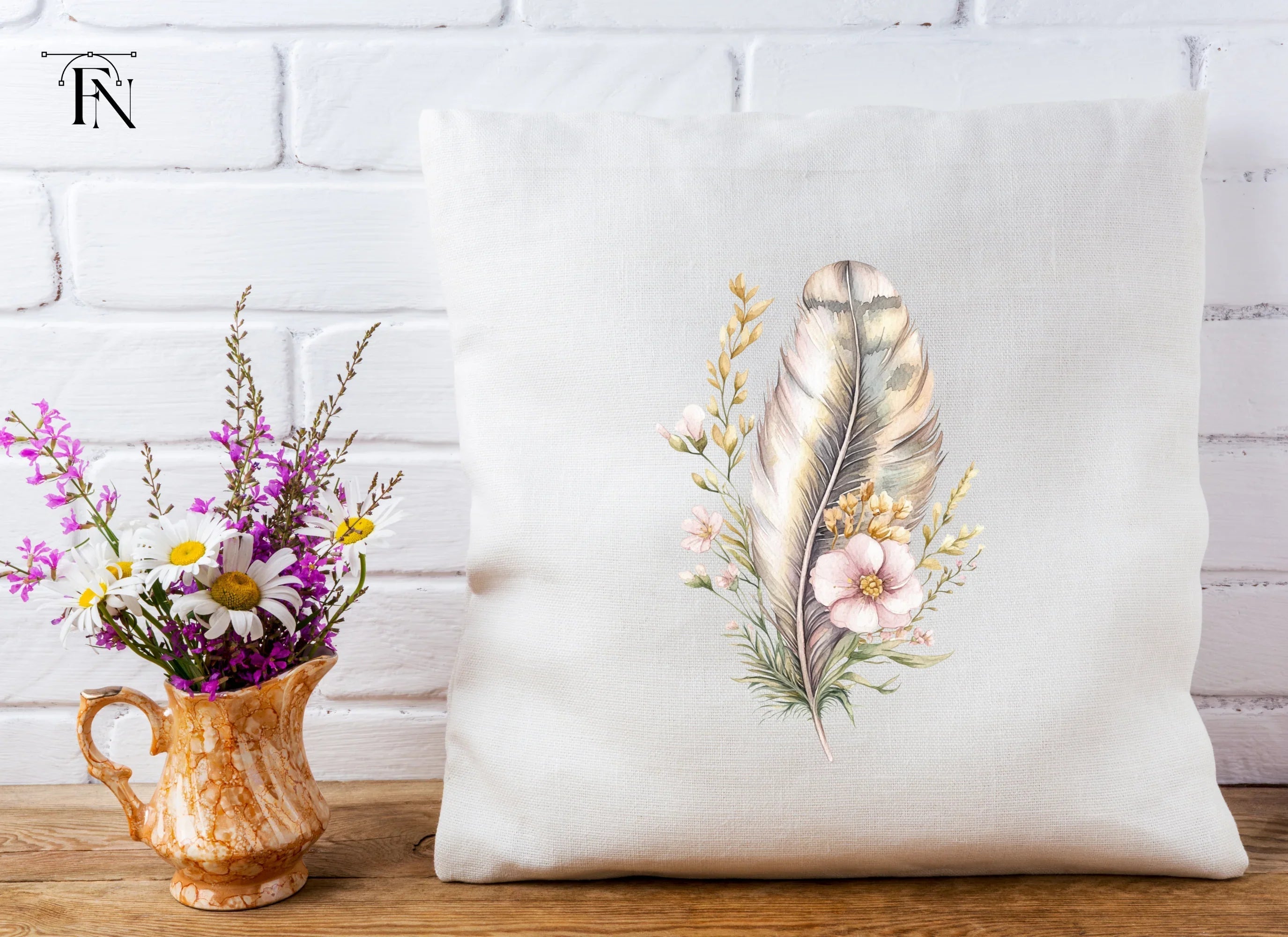 Feather Flower Clipart Bundle