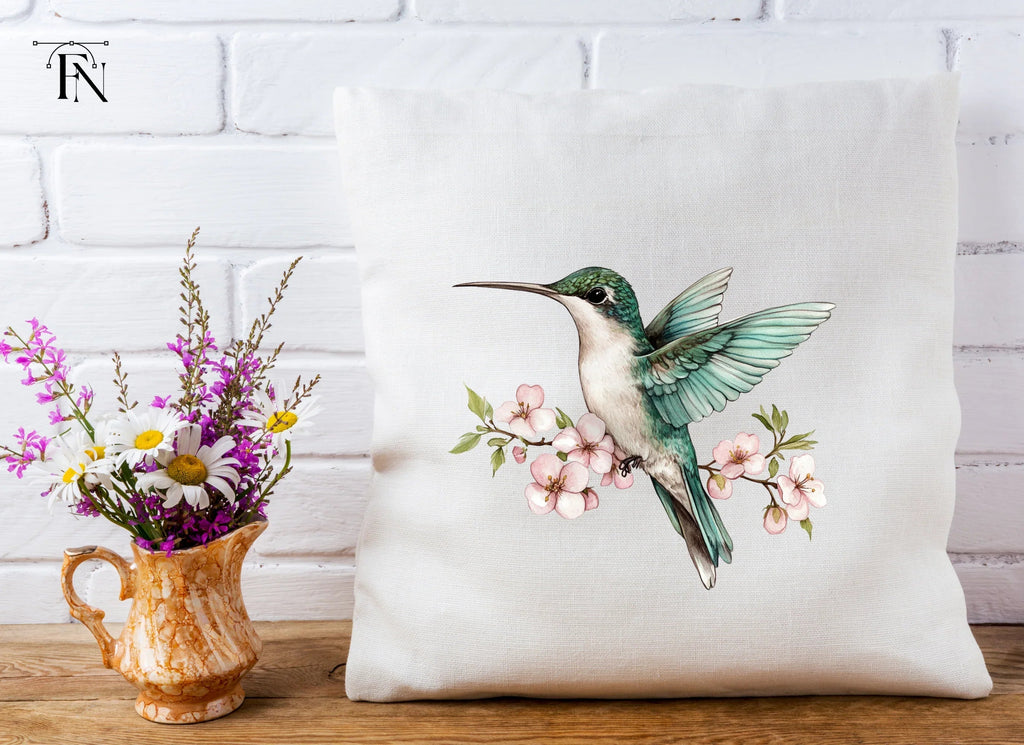Hummingbird with Pink Blossoms Clipart Bundle