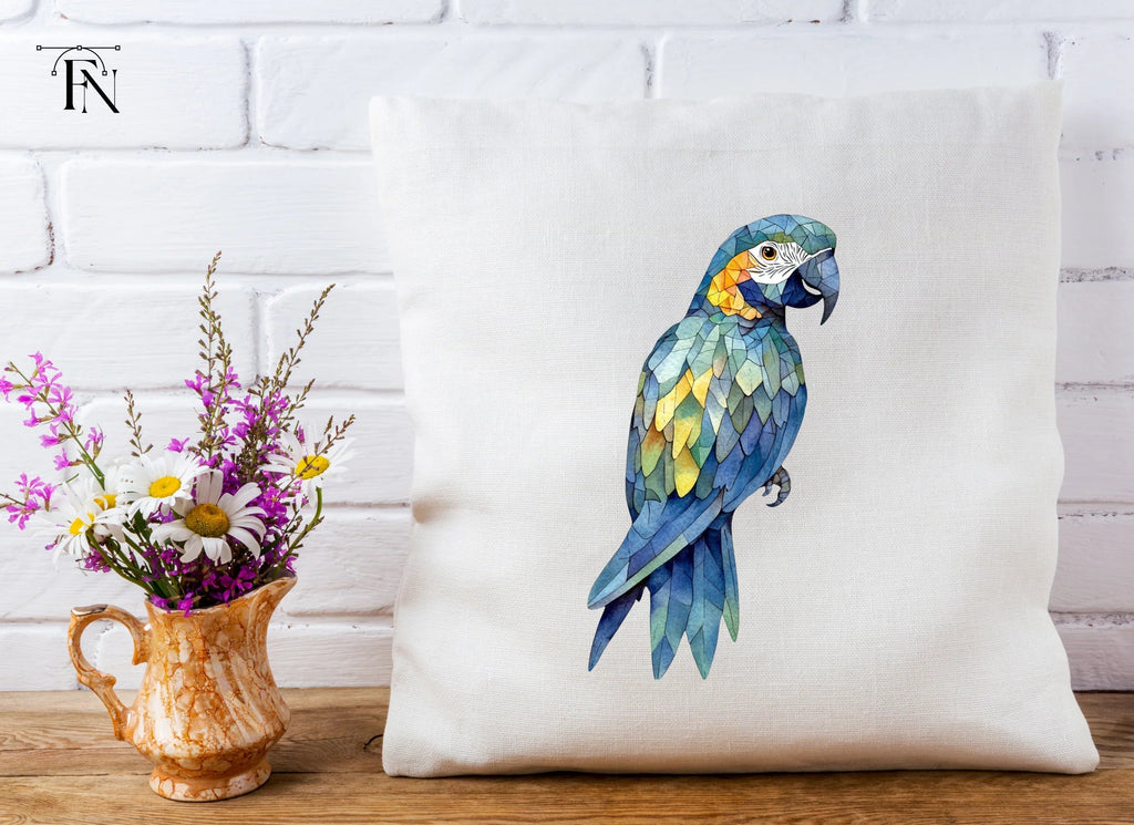 Geometric Blue Macaw Clipart Bundle