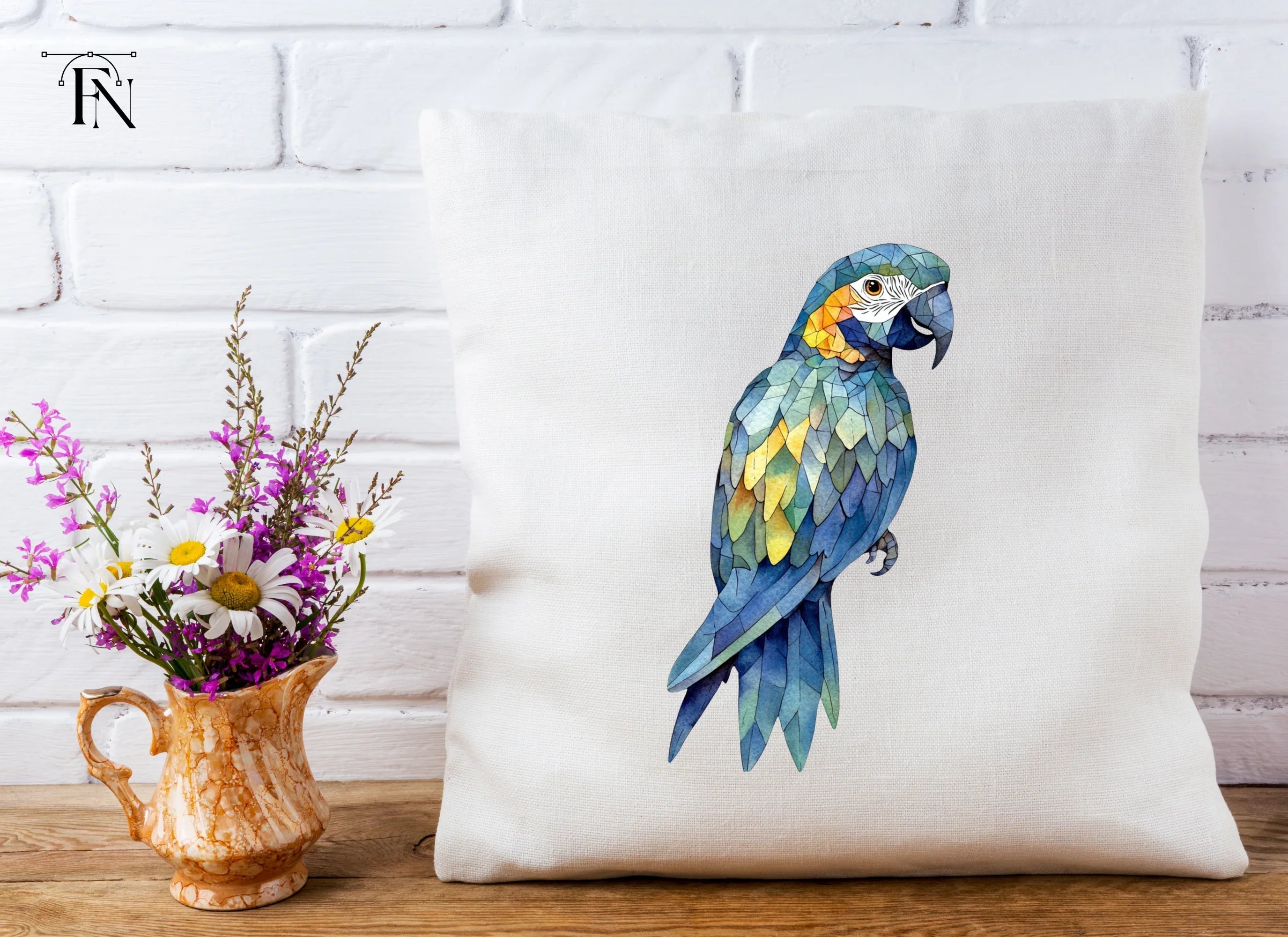 Geometric Blue Macaw Clipart Bundle