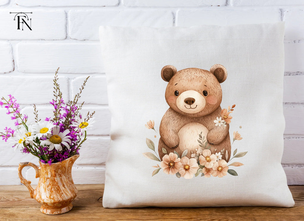 Cute Bear with Flowers Clipart Bundle