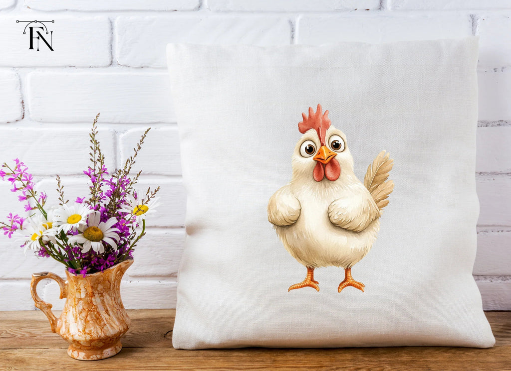 Cute White Chicken Illustration Clipart Bundle