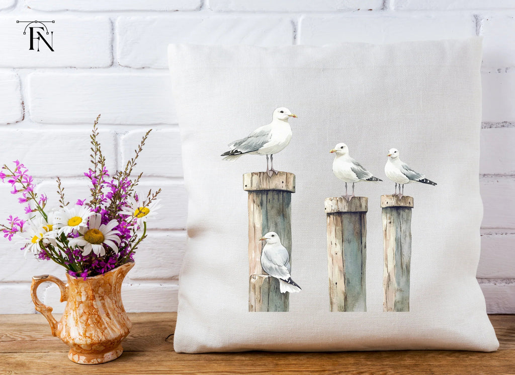 Seagulls on Pier Posts Clipart Bundle
