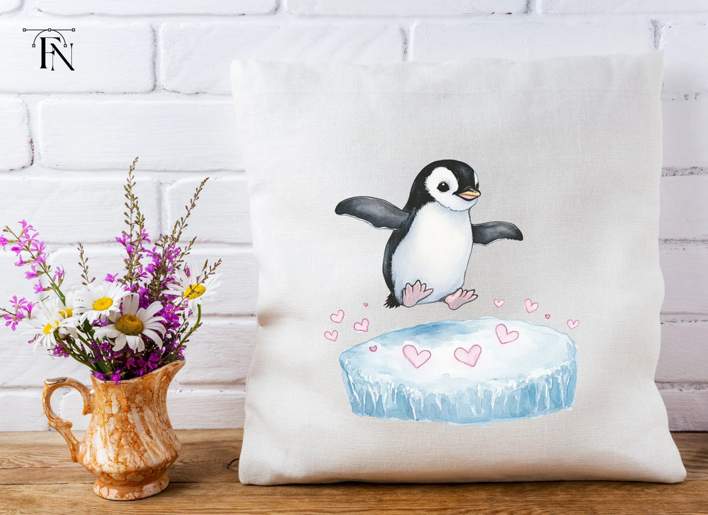 Adorable Penguin Love Hearts Clipart Bundle