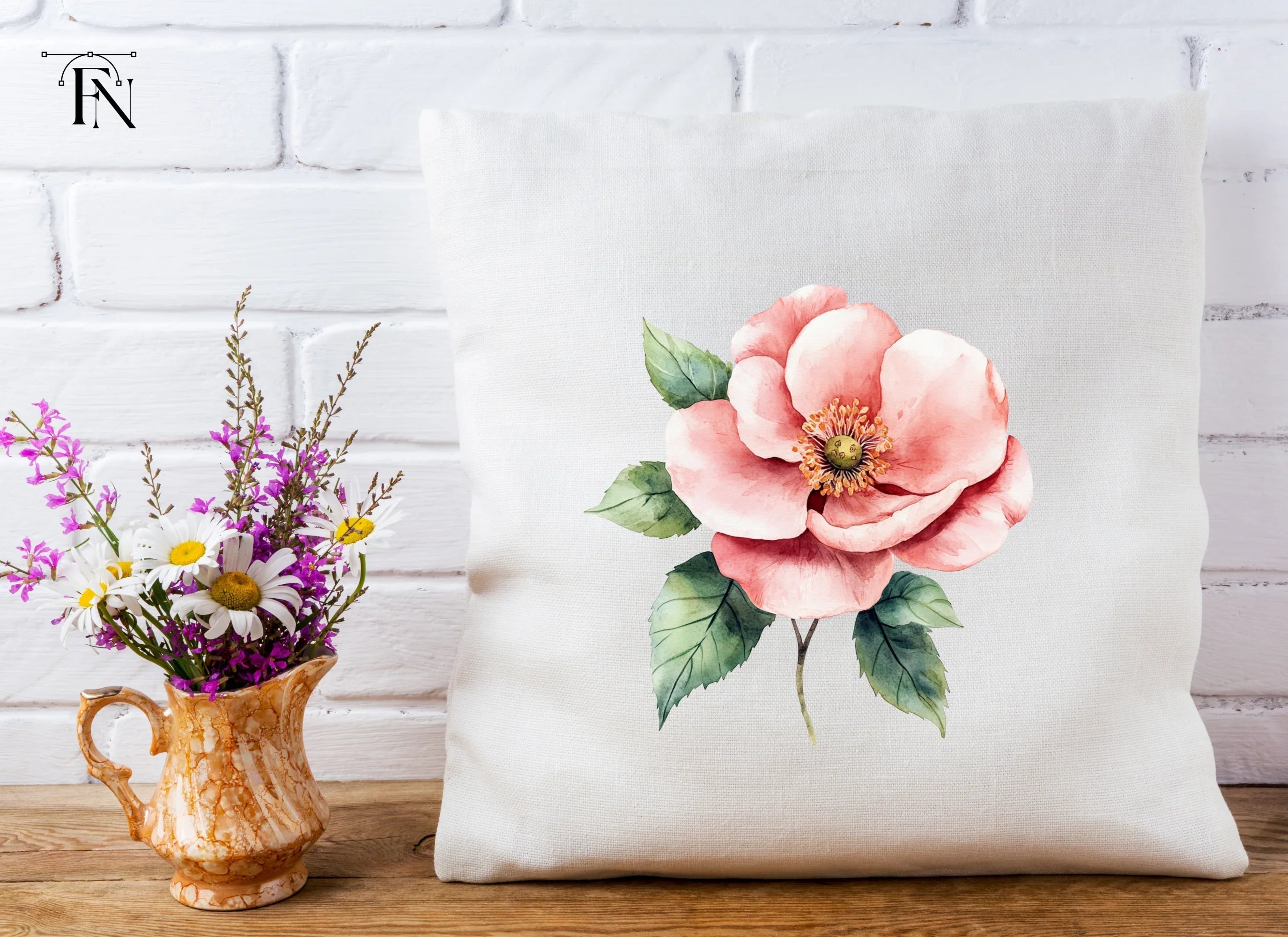 Pink Wild Rose Clipart Bundle