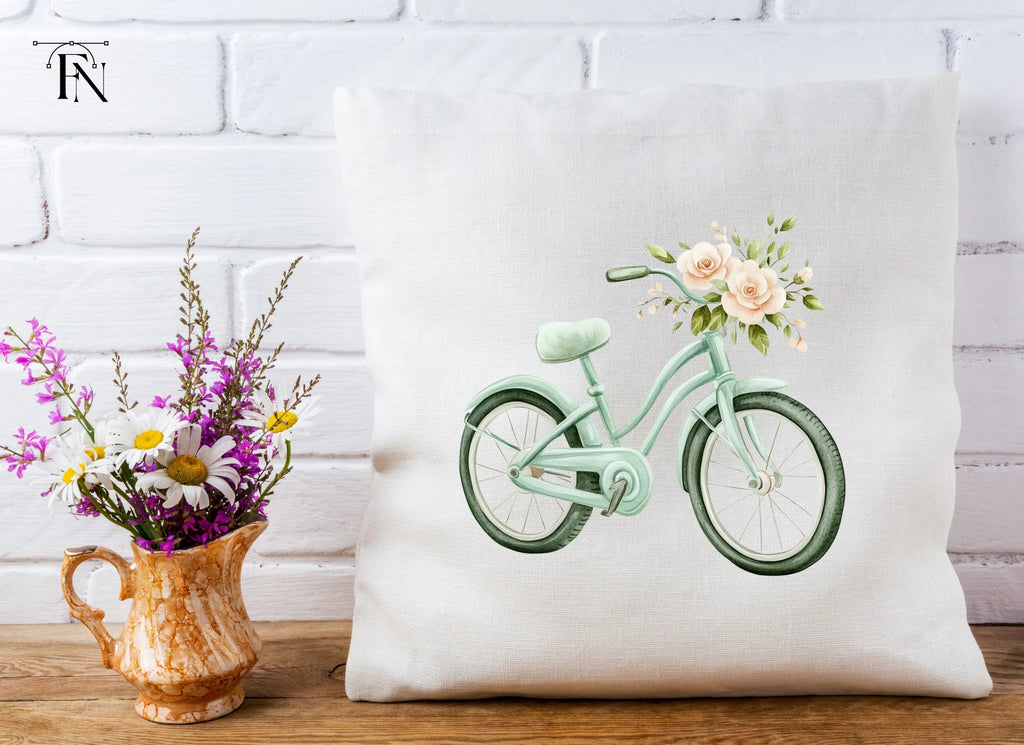 Bicycle with Peach Flowers Clipart Bundle