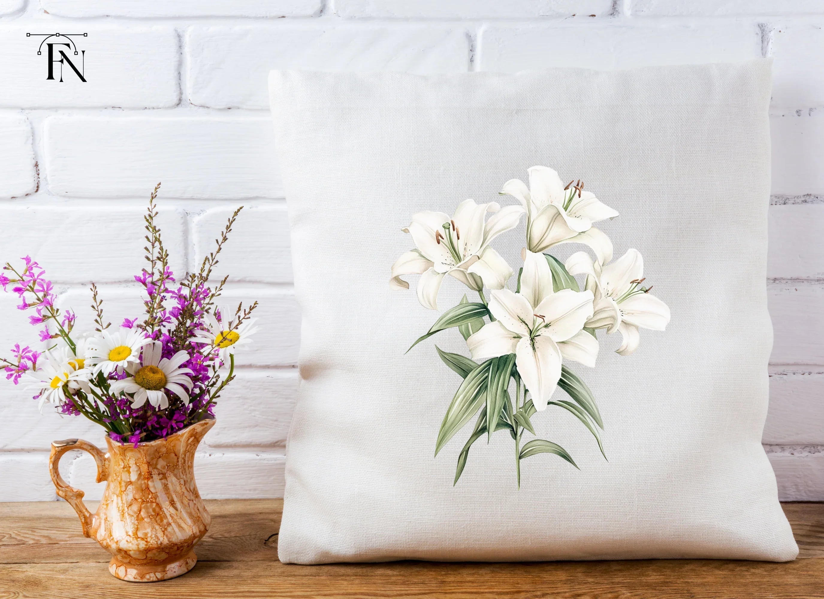 Elegant White Lily Flower Clipart Bundle
