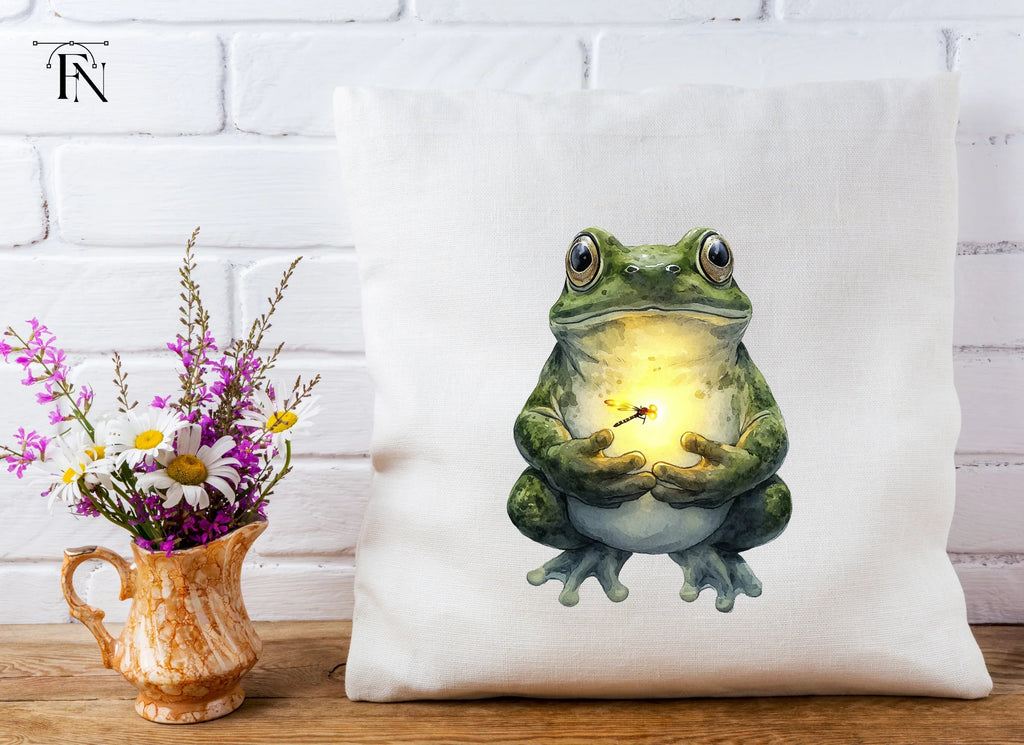 Magical Frogs Holding Fireflies Clipart Bundle