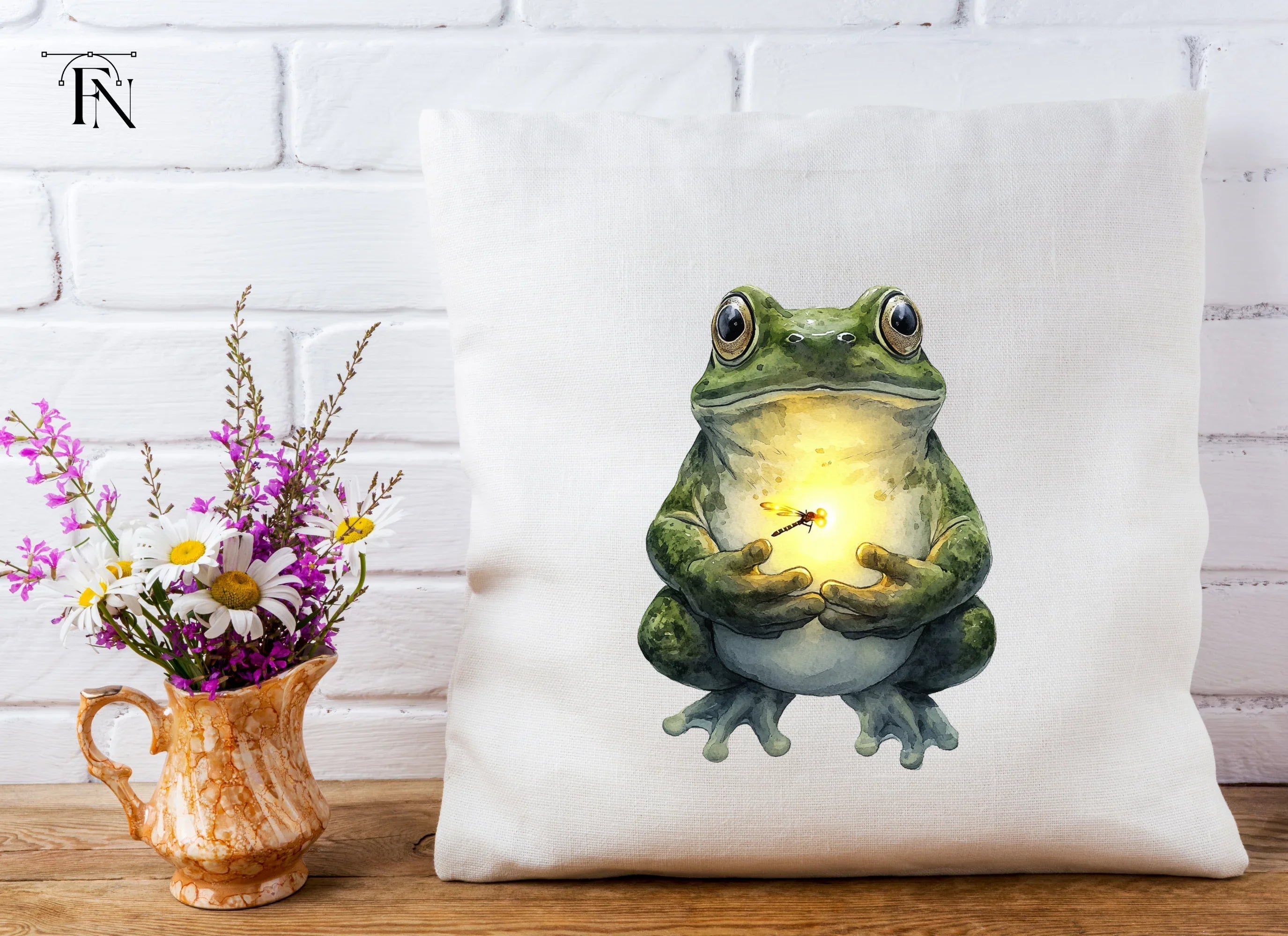 Magical Frogs Holding Fireflies Clipart Bundle