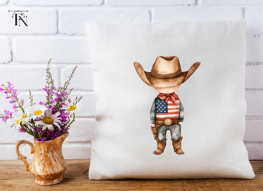 Cute Cowboy with American Flag Clipart Bundle