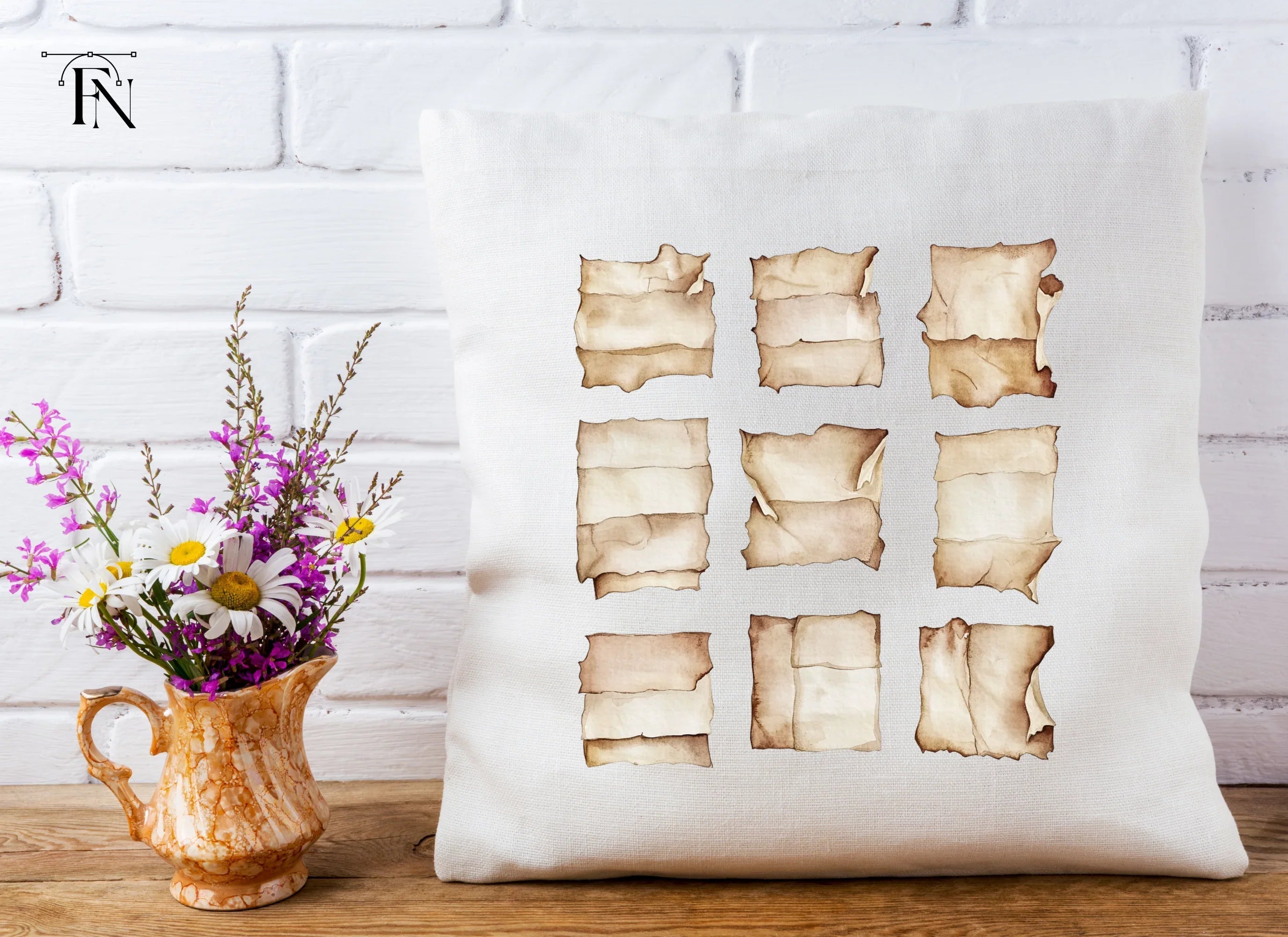 Vintage Scrolls Torn Edges Clipart Bundle