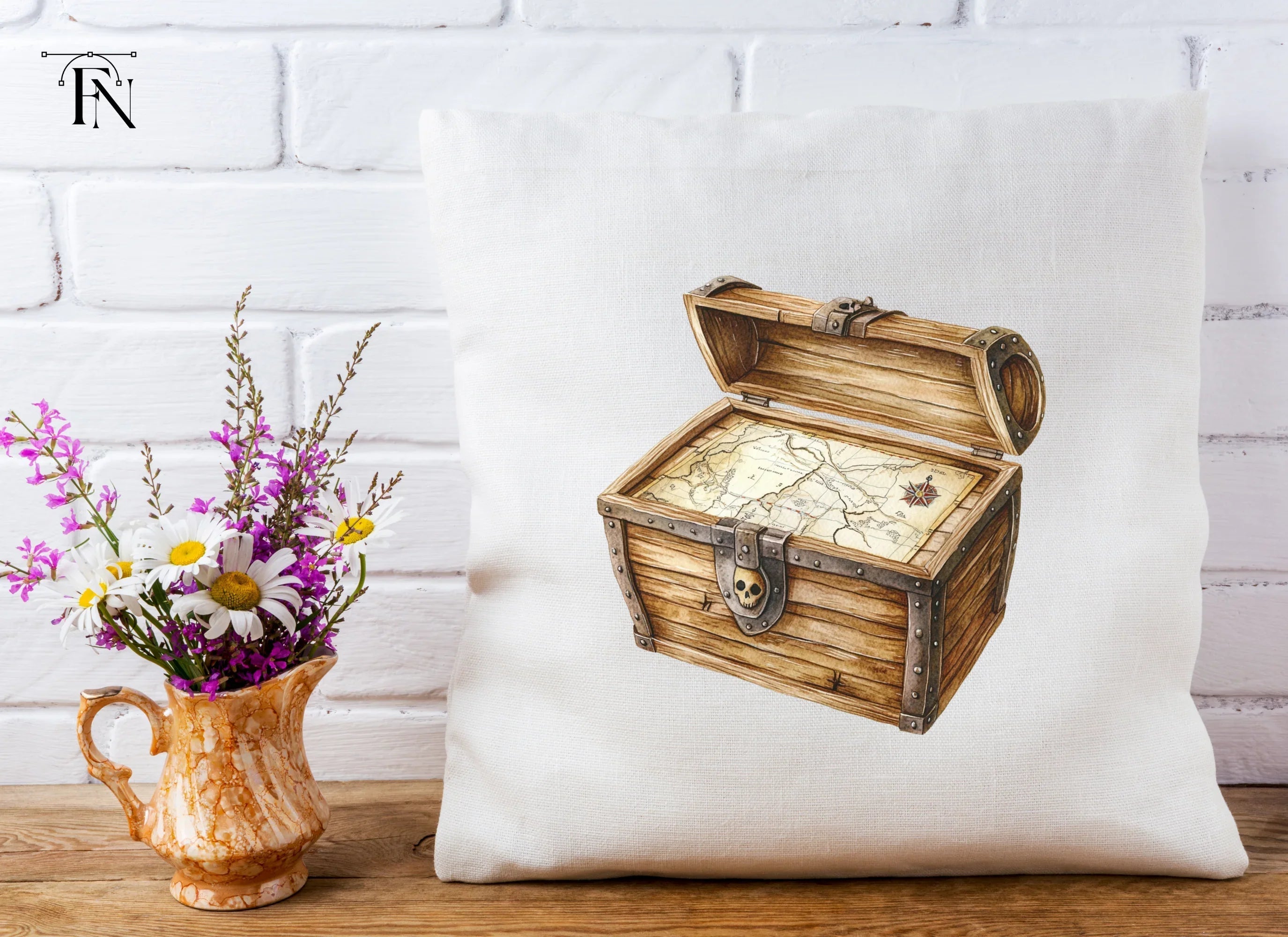Pirate Treasure Chest with Map Clipart Bundle
