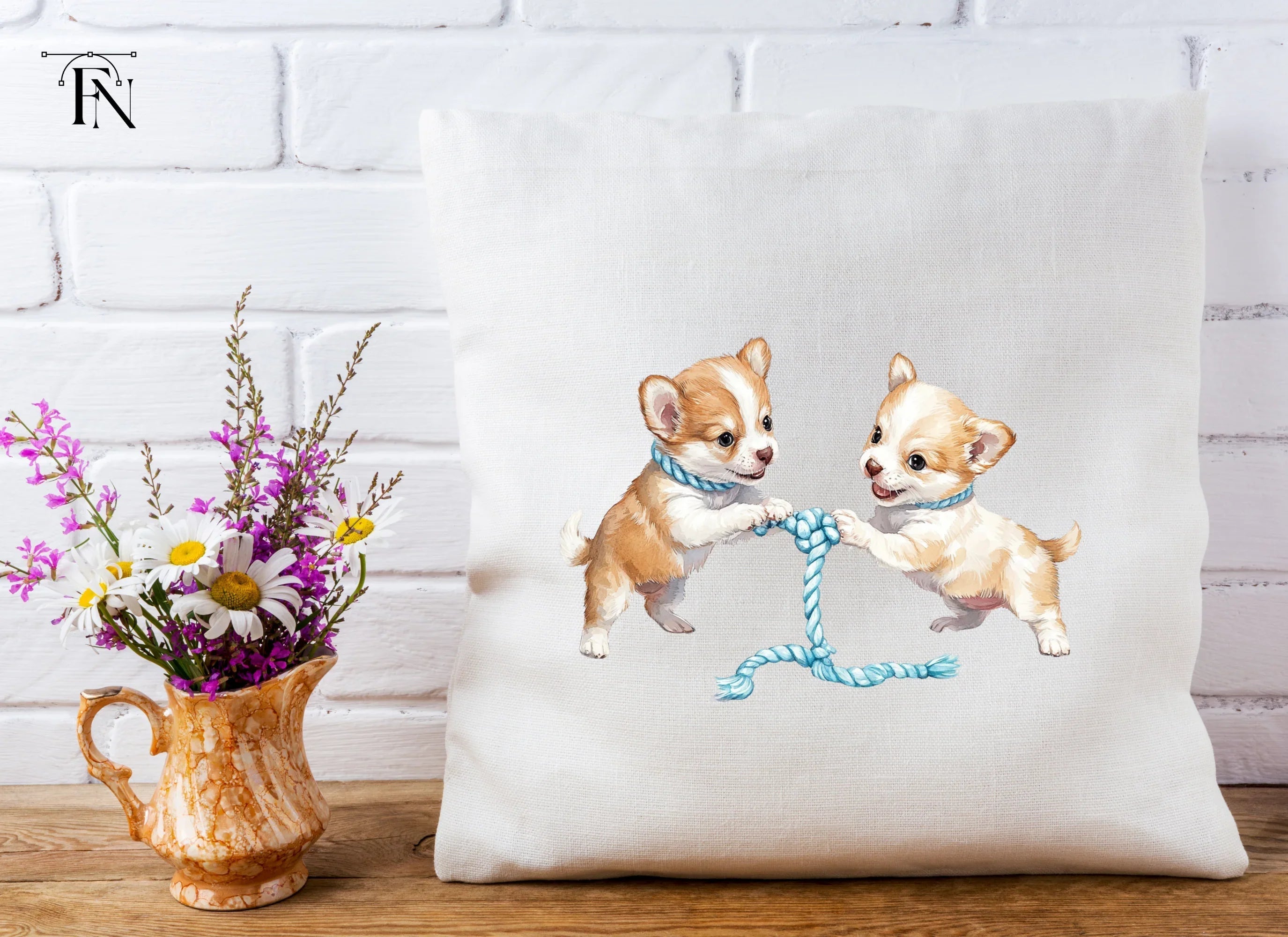 Chihuahua Puppies Playing with Toy Clipart Bundle