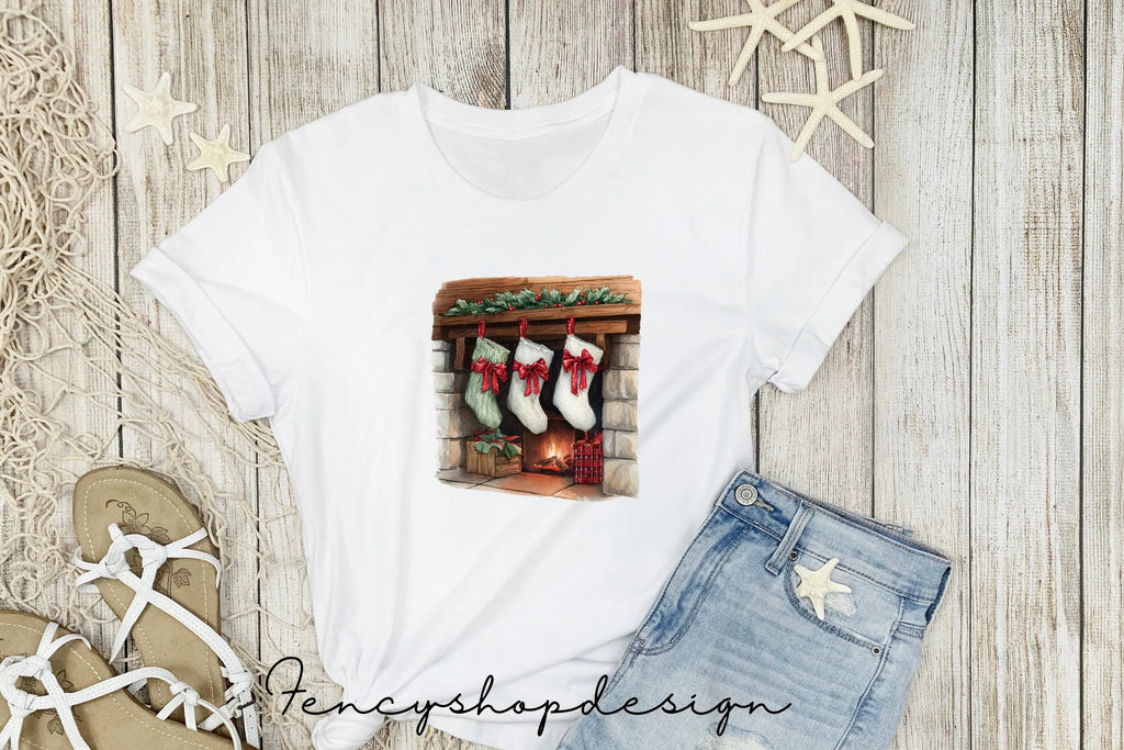 Christmas Fireplace and Stockings Clipart Bundle