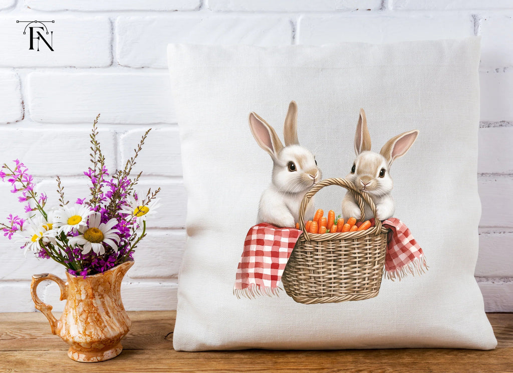 Cute Bunnies with Carrot Baskets Clipart Bundle