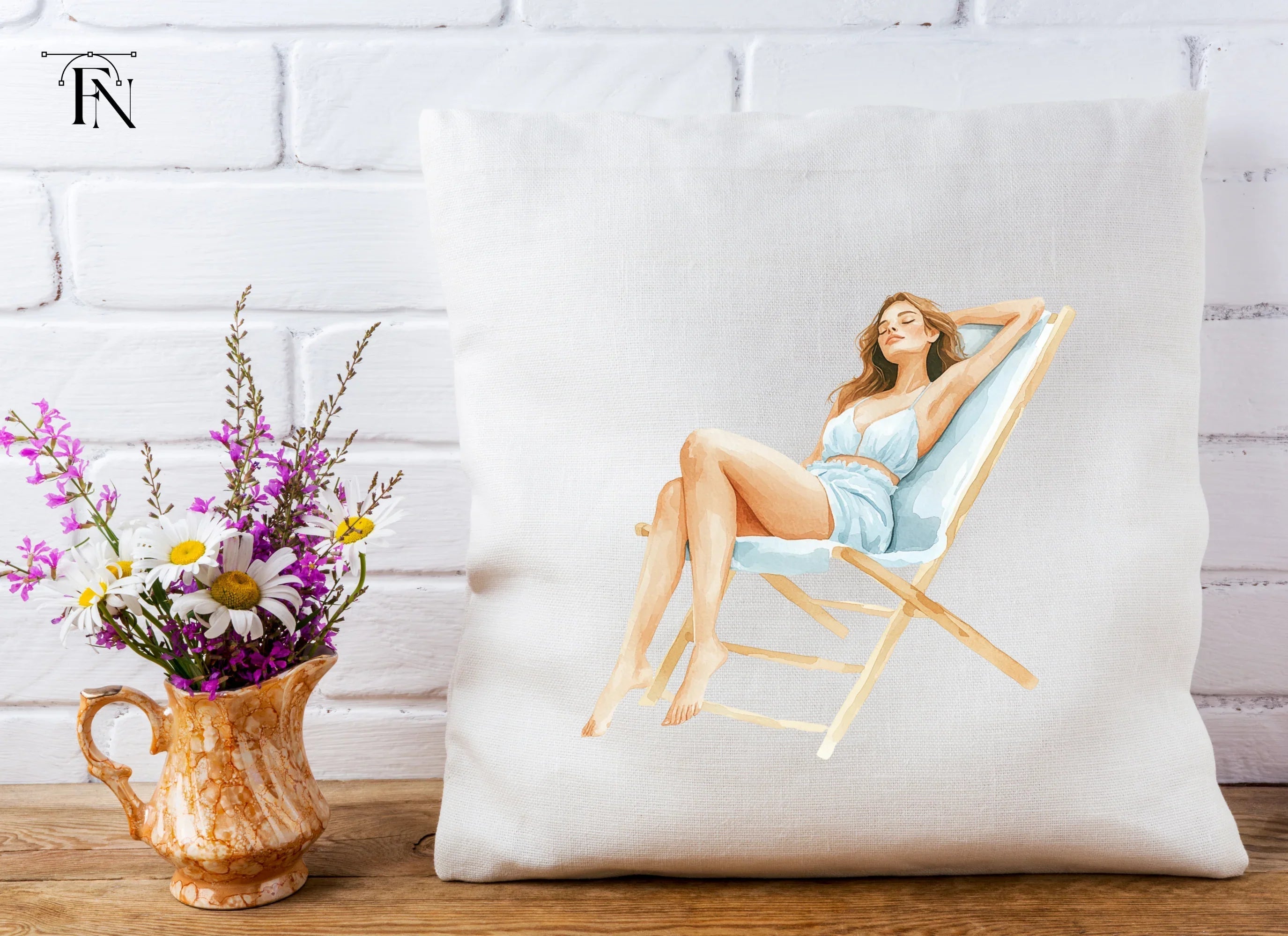 Women Relaxing on Beach Chairs Clipart Bundle