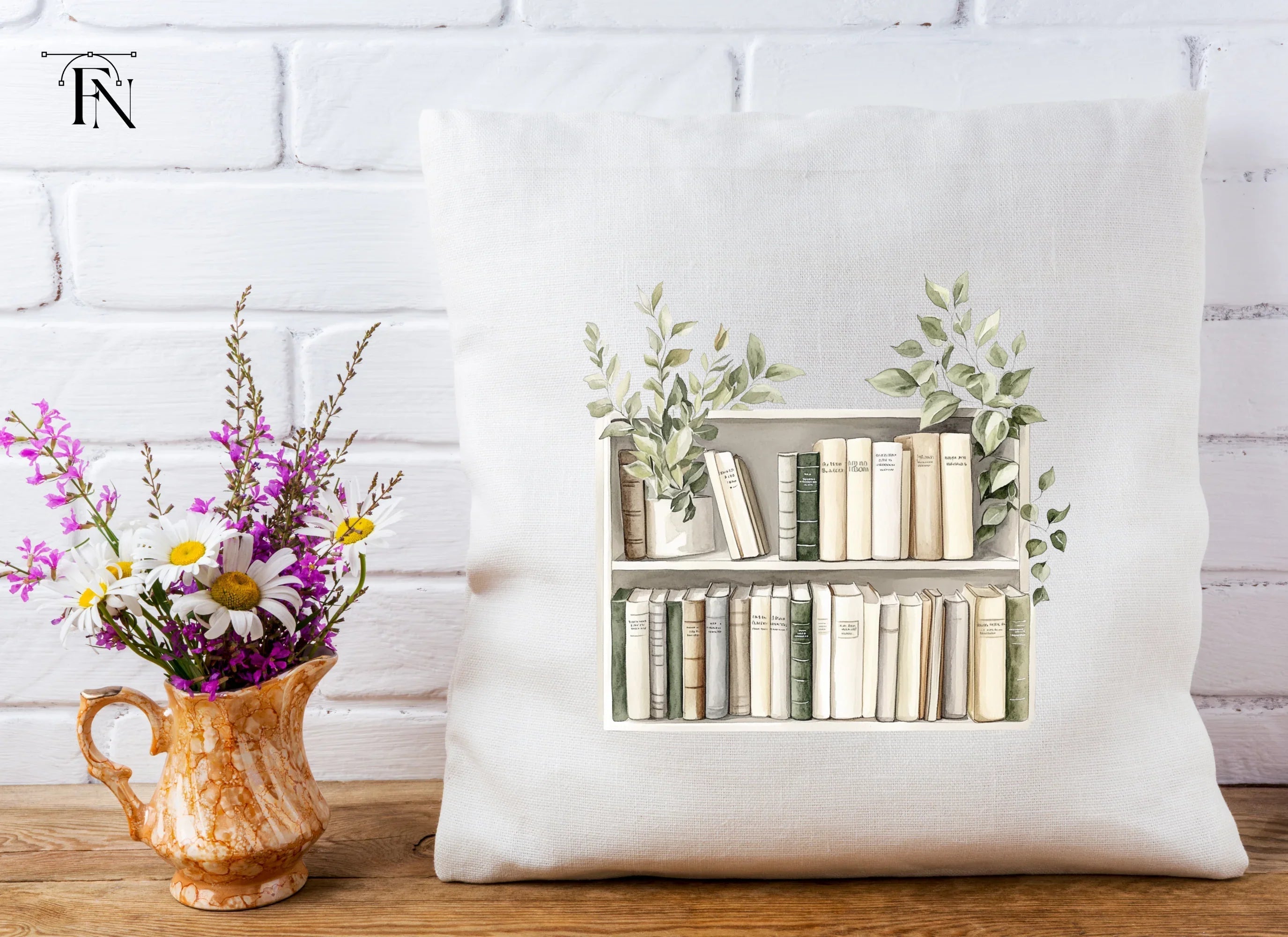 Bookshelf with Greenery Clipart Bundle