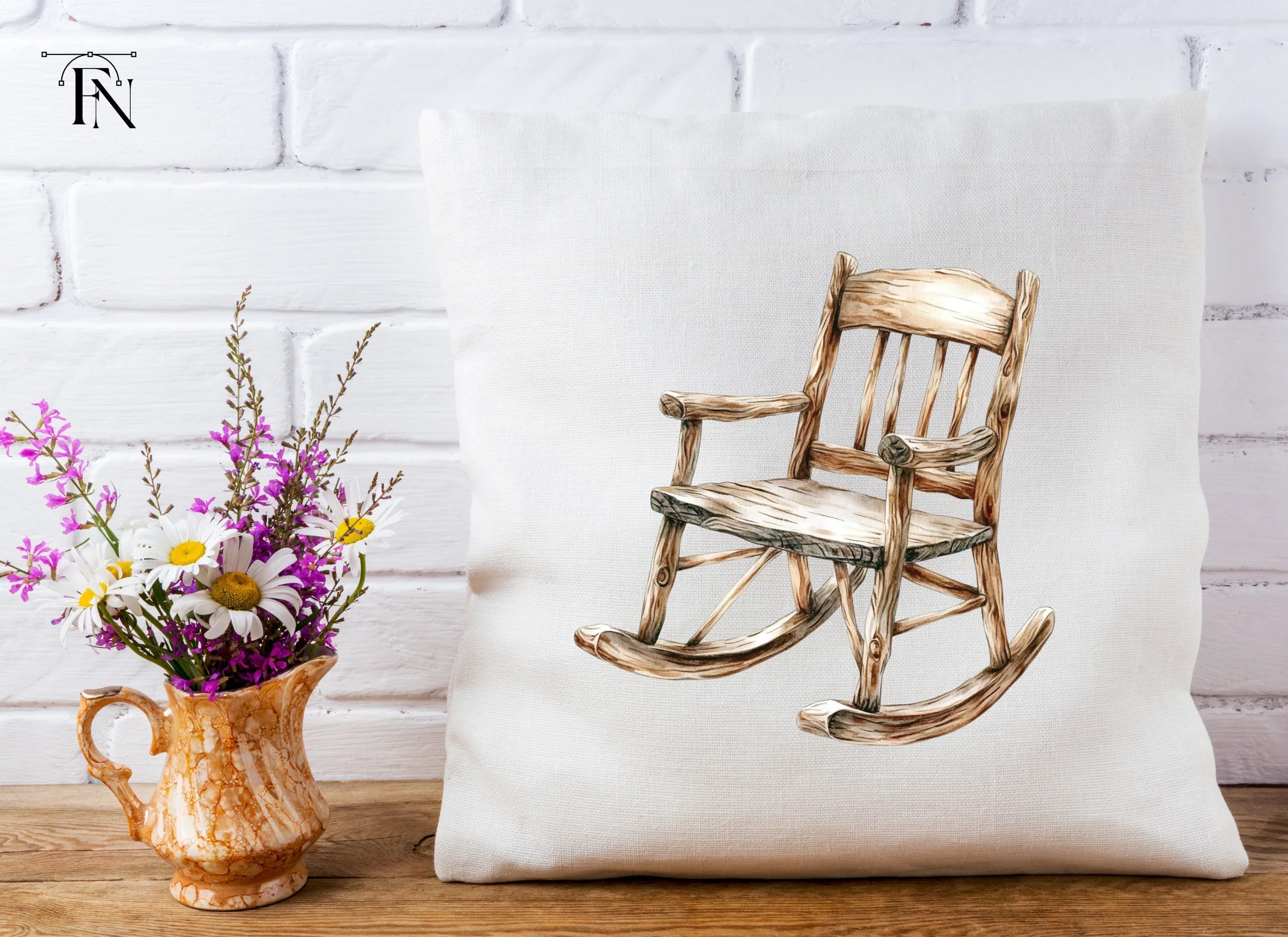 Rustic Wooden Rocking Chair Clipart Bundle