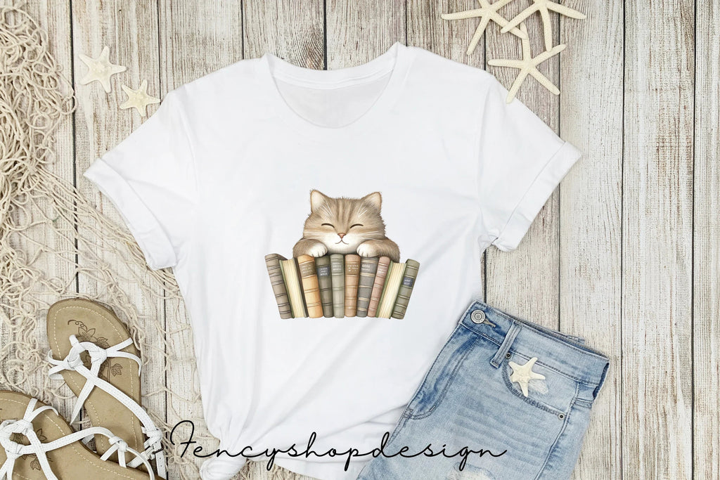 Cute Cats Sleeping on Books Clipart Bundle