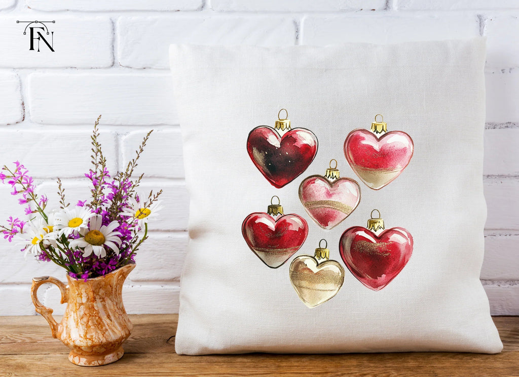 Heart Shaped Holiday Ornament Clipart Bundle