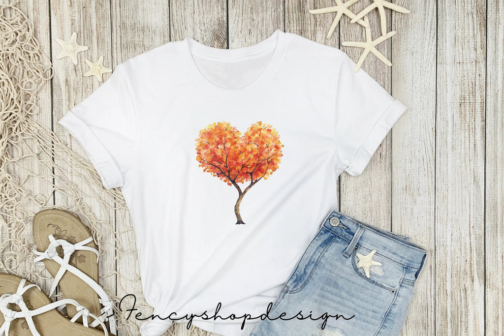 Autumn Heart Tree Clipart Bundle